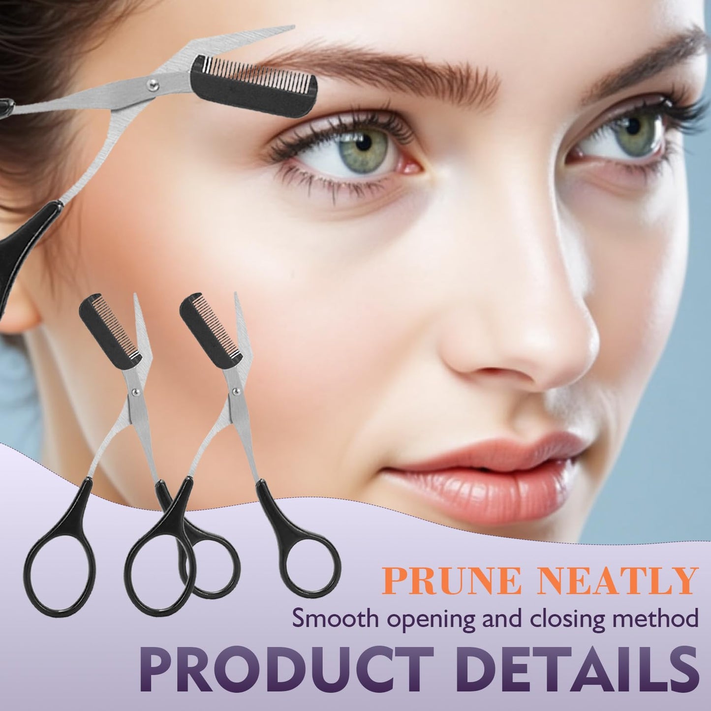 Eyebrow Trimmer Scissor for Women Men, 2025 New 2 in 1 Professional Eyebrow Scissors with Comb, Eyebrow Cutter Hair Removal Eyebrow Scissors Makeup Tool (Pink)