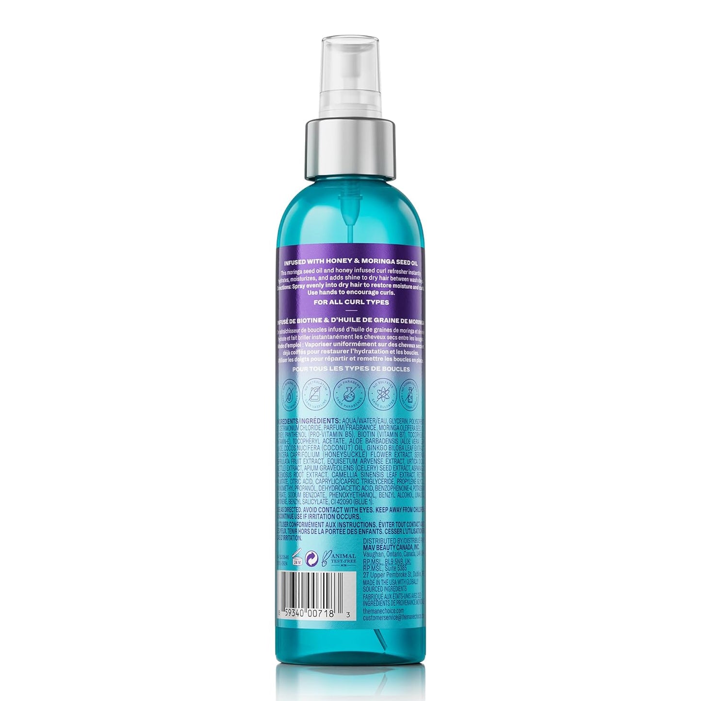 Tropical Moringa Hair Spray - Hydrating Curl Refresher & Shine | 8 Fl Oz, Supports Natural Hair Growth