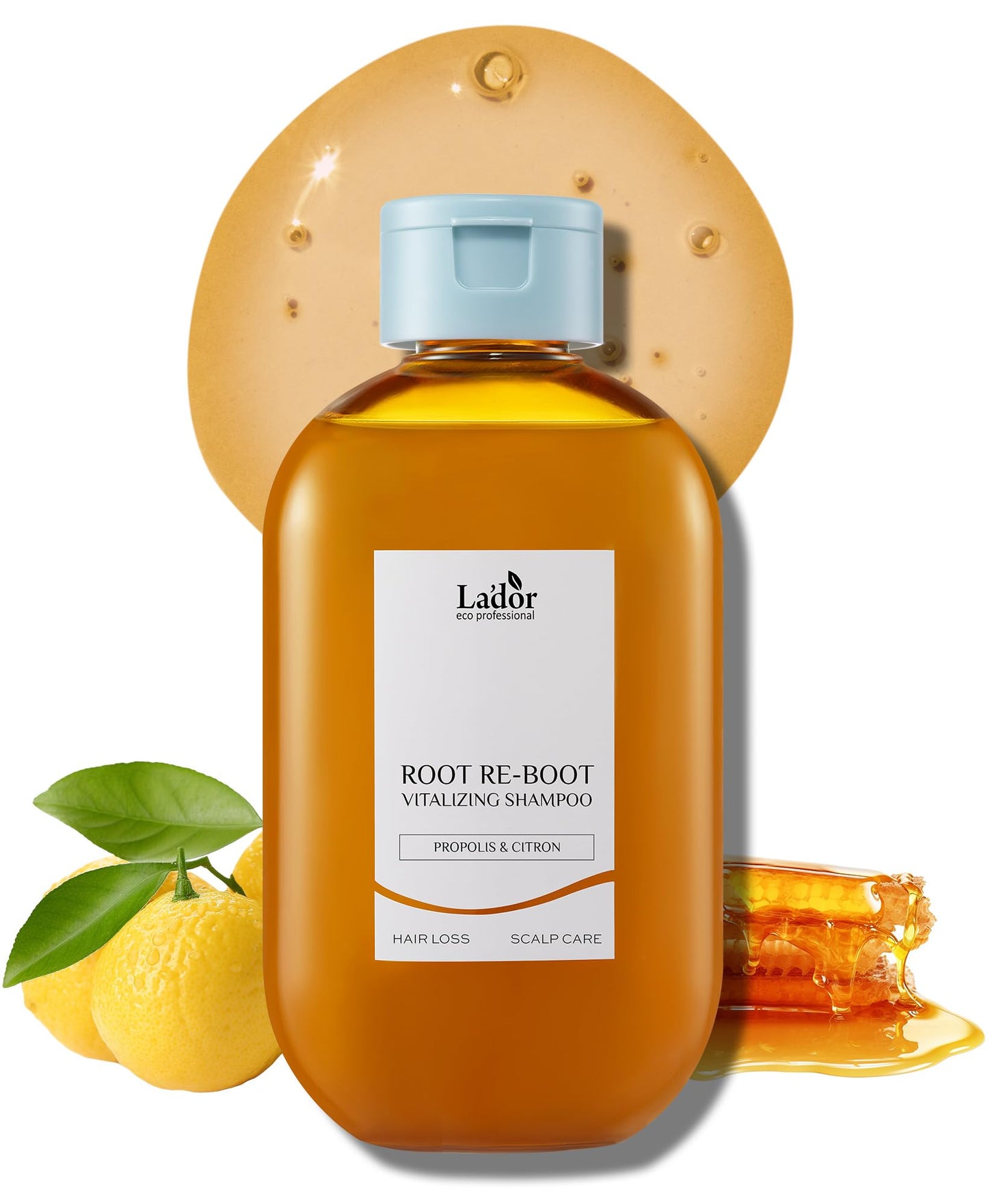 LADOR Root Re-boot Refreshing Hair Loss Relief Shampoo Vitalizing w/Propolis & Citron, Salicylic Acid, Niacinamide - Deep Cleansing, Cooling Sensation for Dry Scalp Korean Haircare 10oz