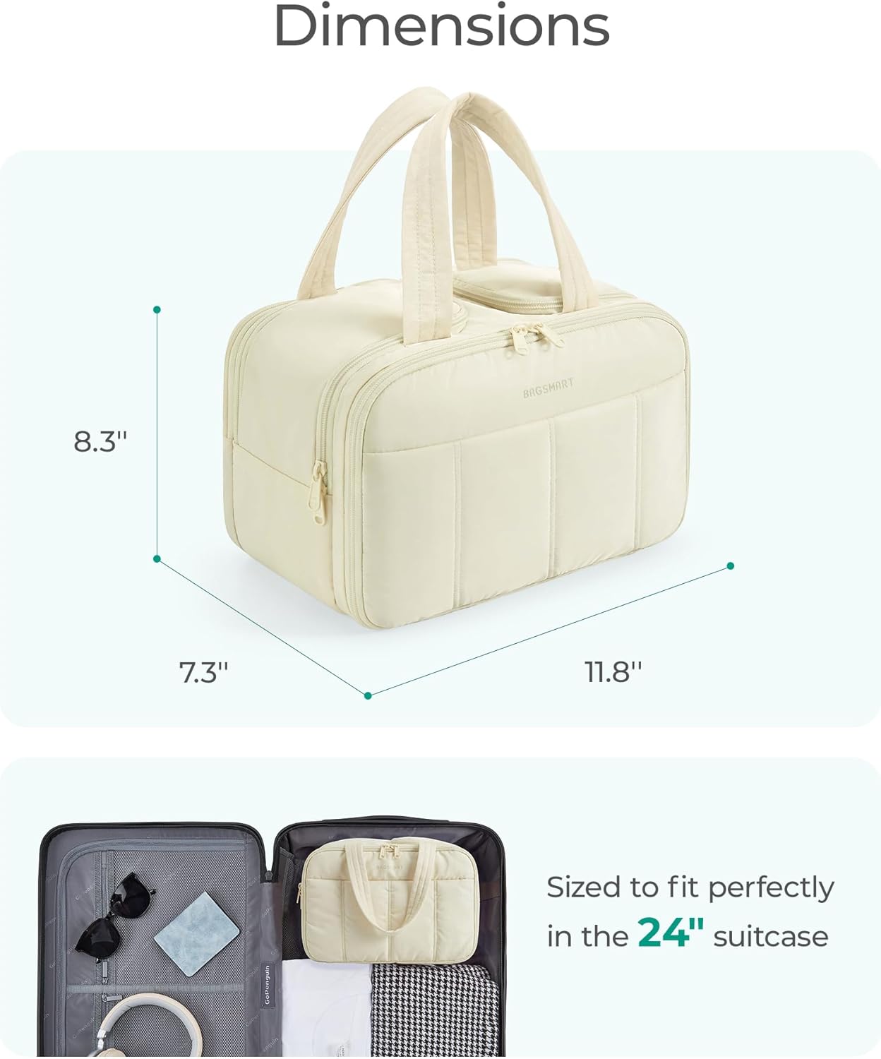 Travel Toiletry Bag - Large Lightweight Cosmetic Organizer for Women | Black, Perfect for Travel Essentials