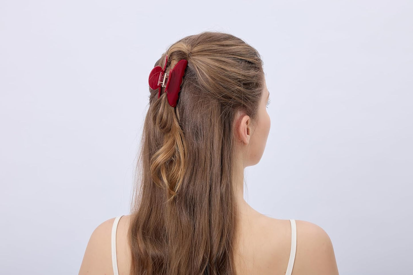 Cute Durable Acetate Hair Clips - 3-Inch Cherry Red Claw Clips for Fine & Medium Thick Hair