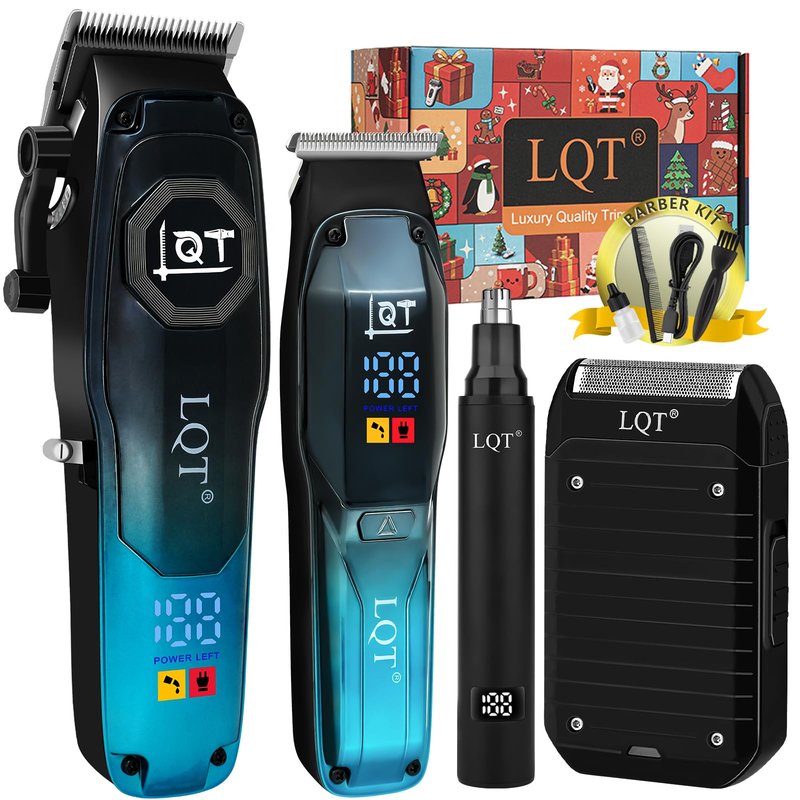 LQT Professional Hair Clippers for Men, Cordless Beard Trimmer Kit with Nose Trimmer & LED Display - Electric Shaver & Haircut Machine for Barbers