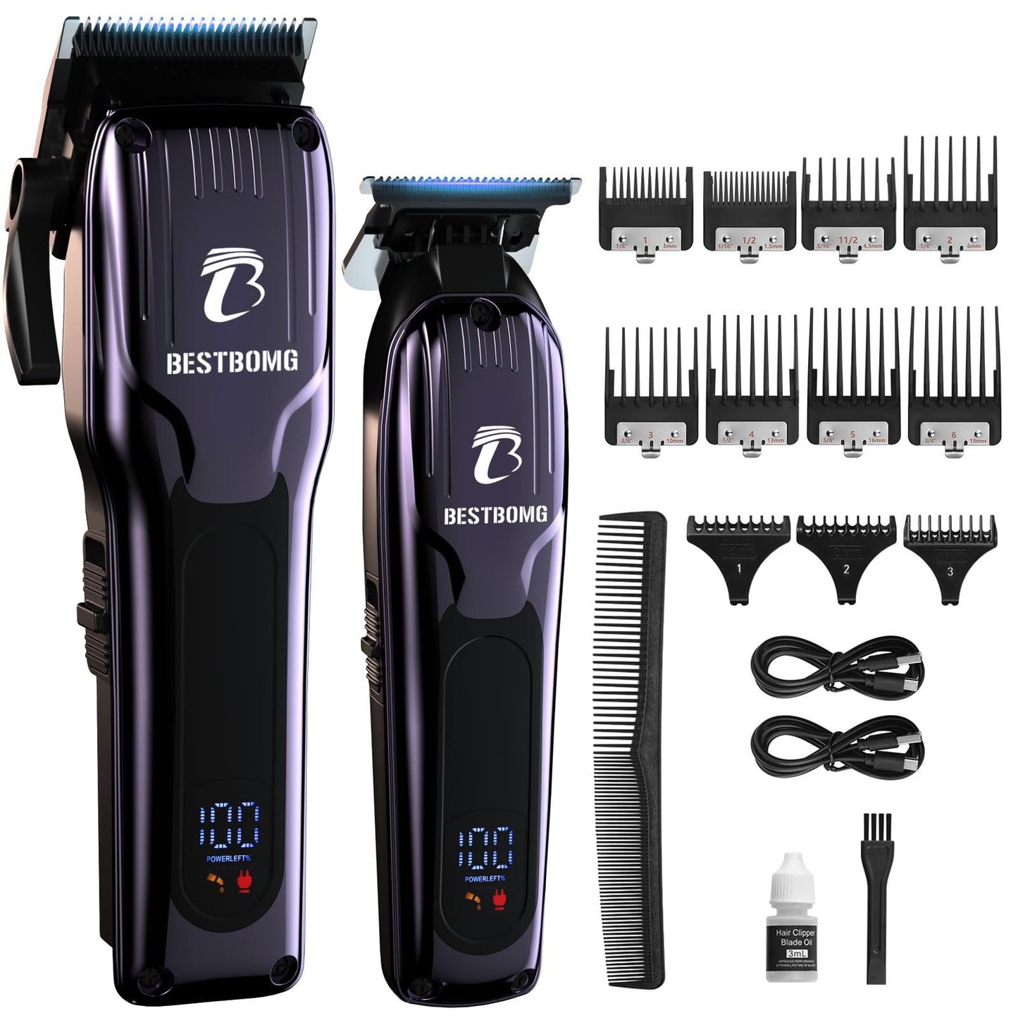 BESTBOMG® Professional Hair Clippers for Men, Clipper & Trimmer Set, Blue