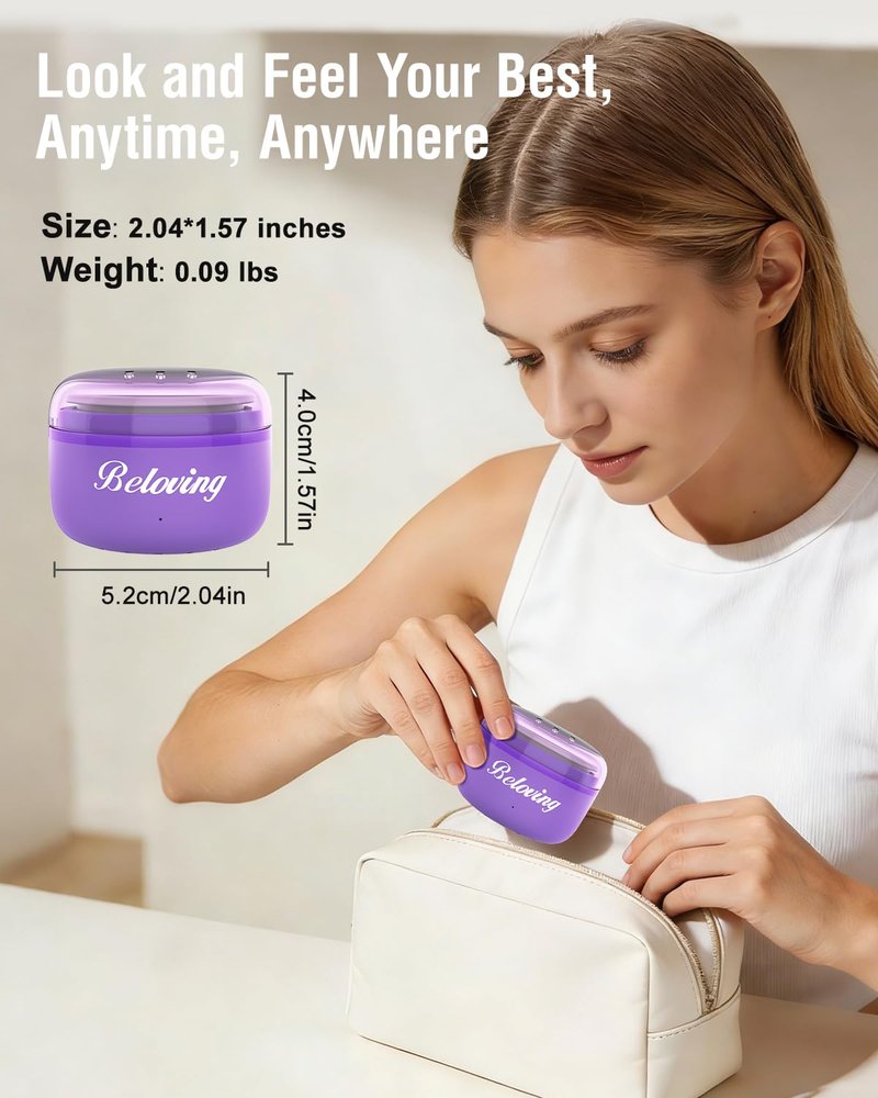 Nose Wax Kit Men, Mini Wax Warmer for Facial Hair Removal, Ear Eyebrow Waxing Kit for Women Men With 100g Beads, 10 Applicators, 10 Nose Sticks, Portable Melt Machine for Home Travel Use - Purple