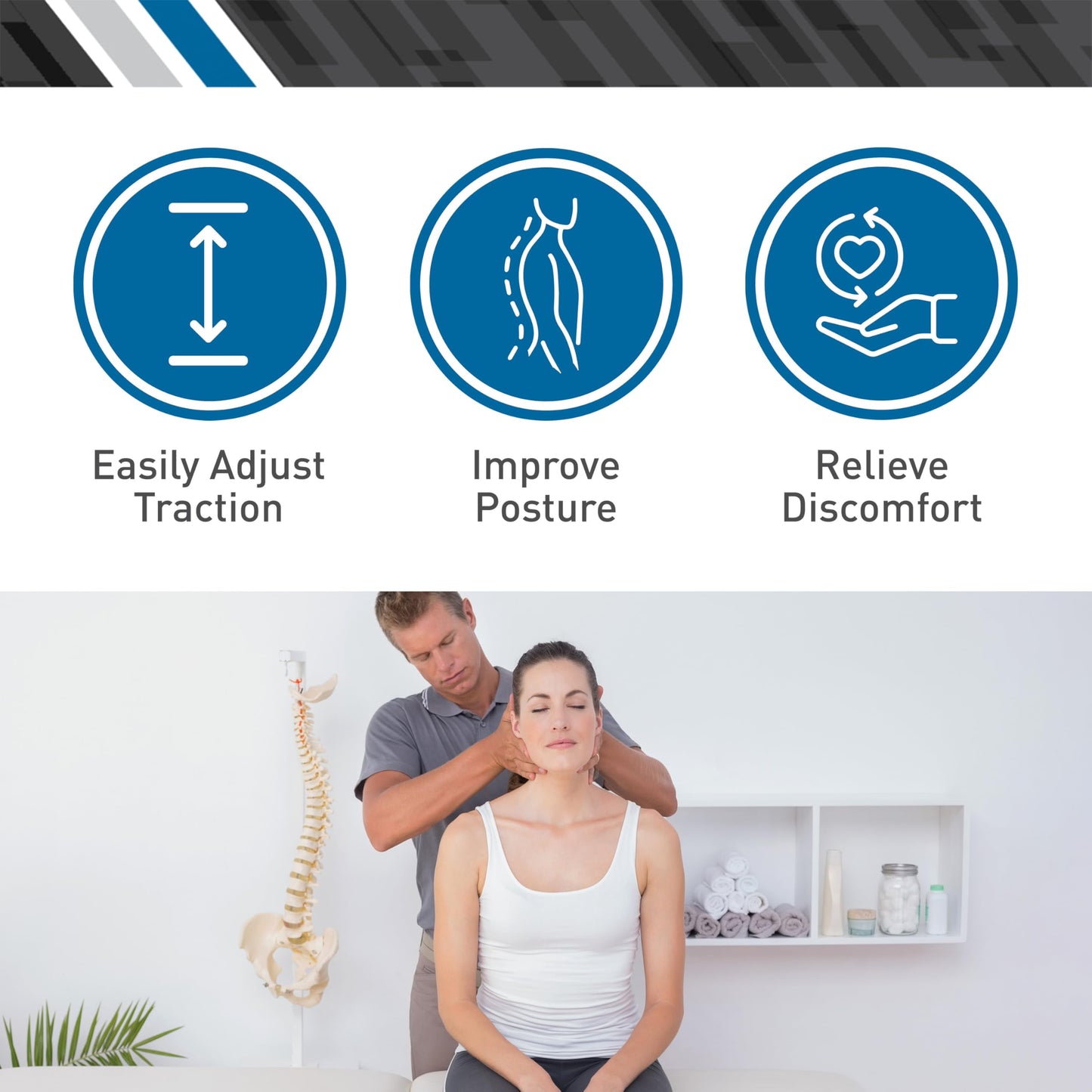 BodyMed Cervical Traction Device - Over-The-Door Neck Cradle Stretcher for Home Therapy for Vagus Nerve and Spinal Decompression - Discomfort Aid Physical Therapy Equipment