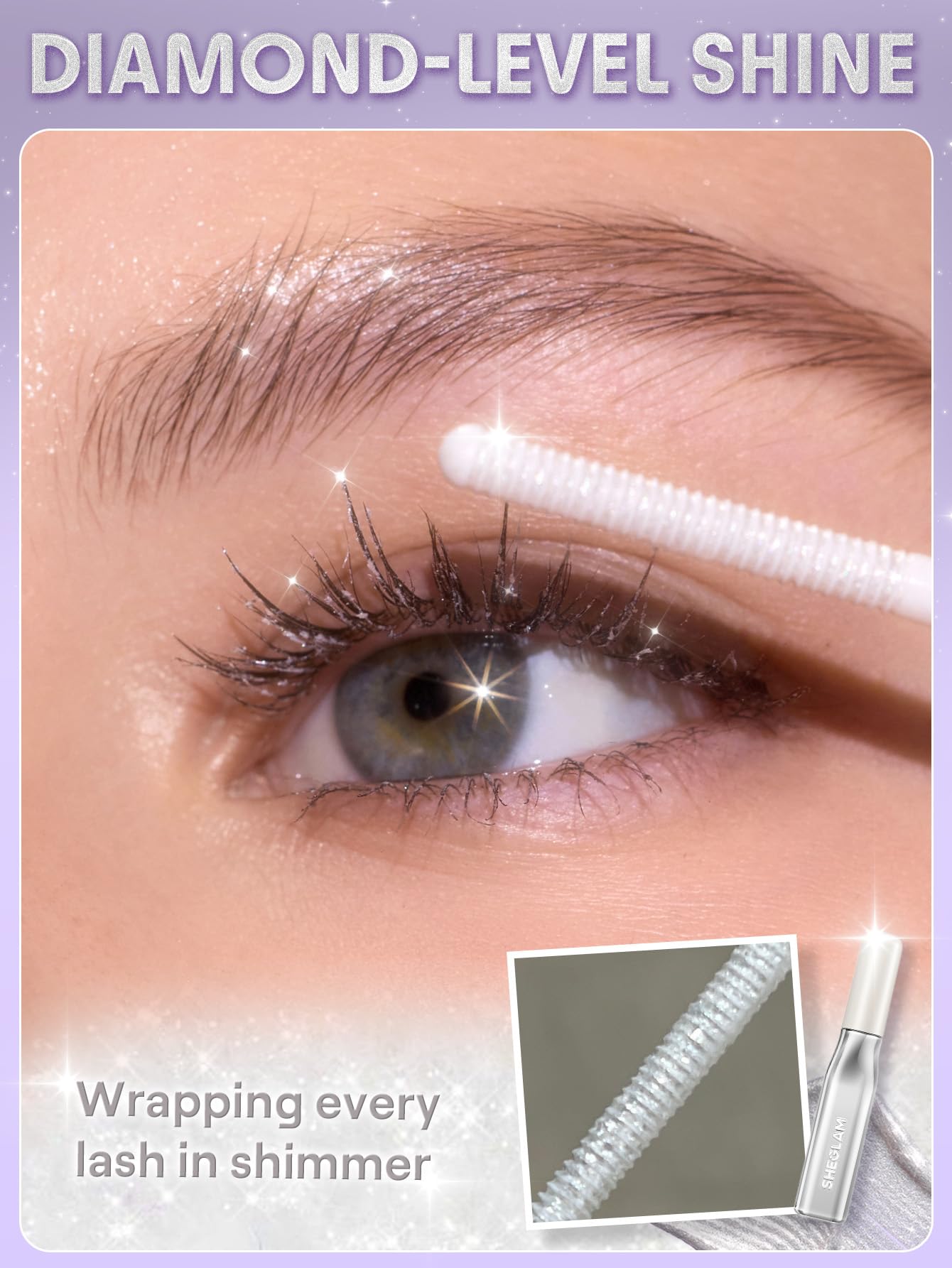 SHEGLAM Crystal Gaze Glitter Mascara High Shine Waterproof Long-lasting Mascara