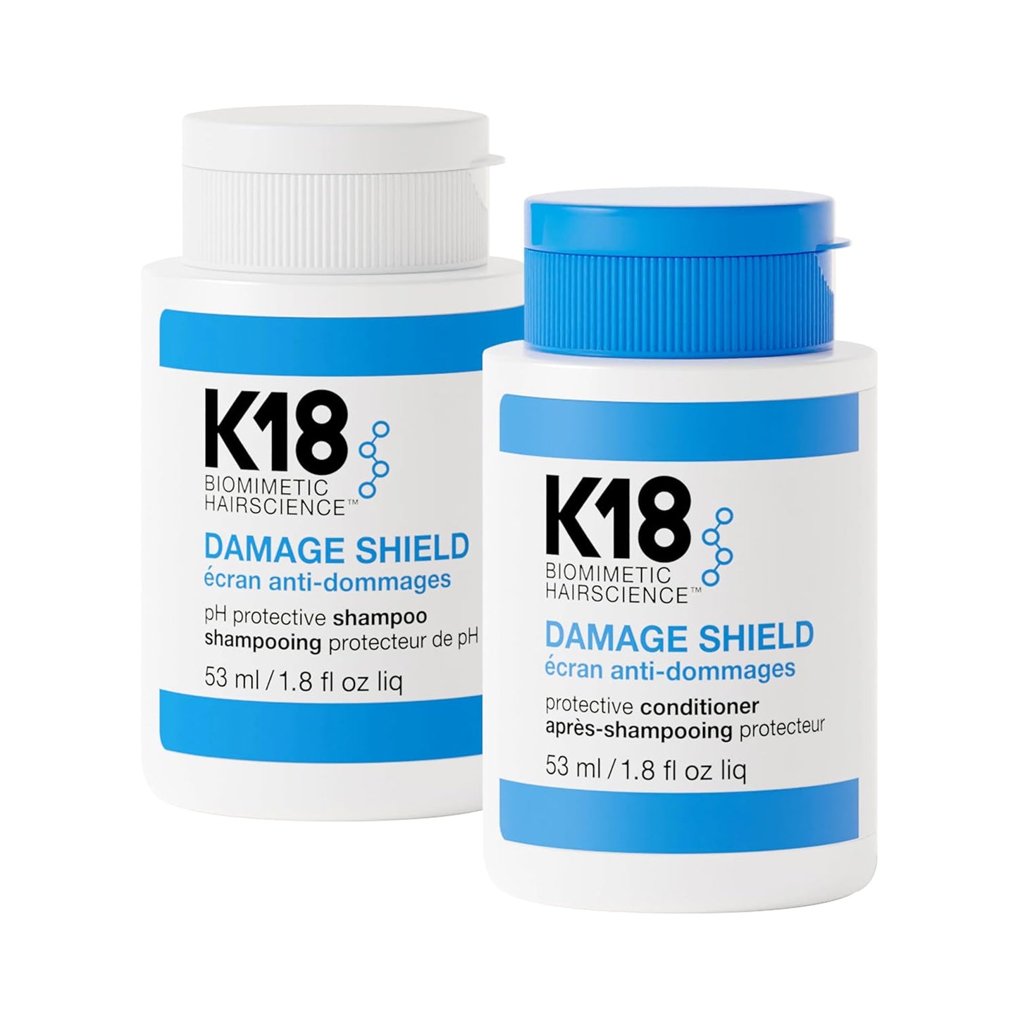 K18 Damage Shield Shampoo & Conditioner Set - Smoothing & Protective Formula for Healthy Hair | 1.8 Fl Oz x2
