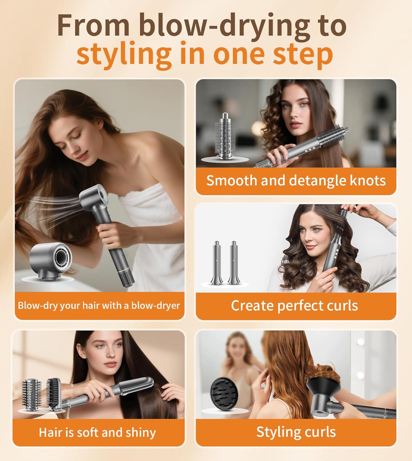 Professional 9-in-1 Hair Dryer Brush Kit - 1200W Hot Air Styler with Auto Wrap Curler | Travel-Friendly, Frizz-Free Styling
