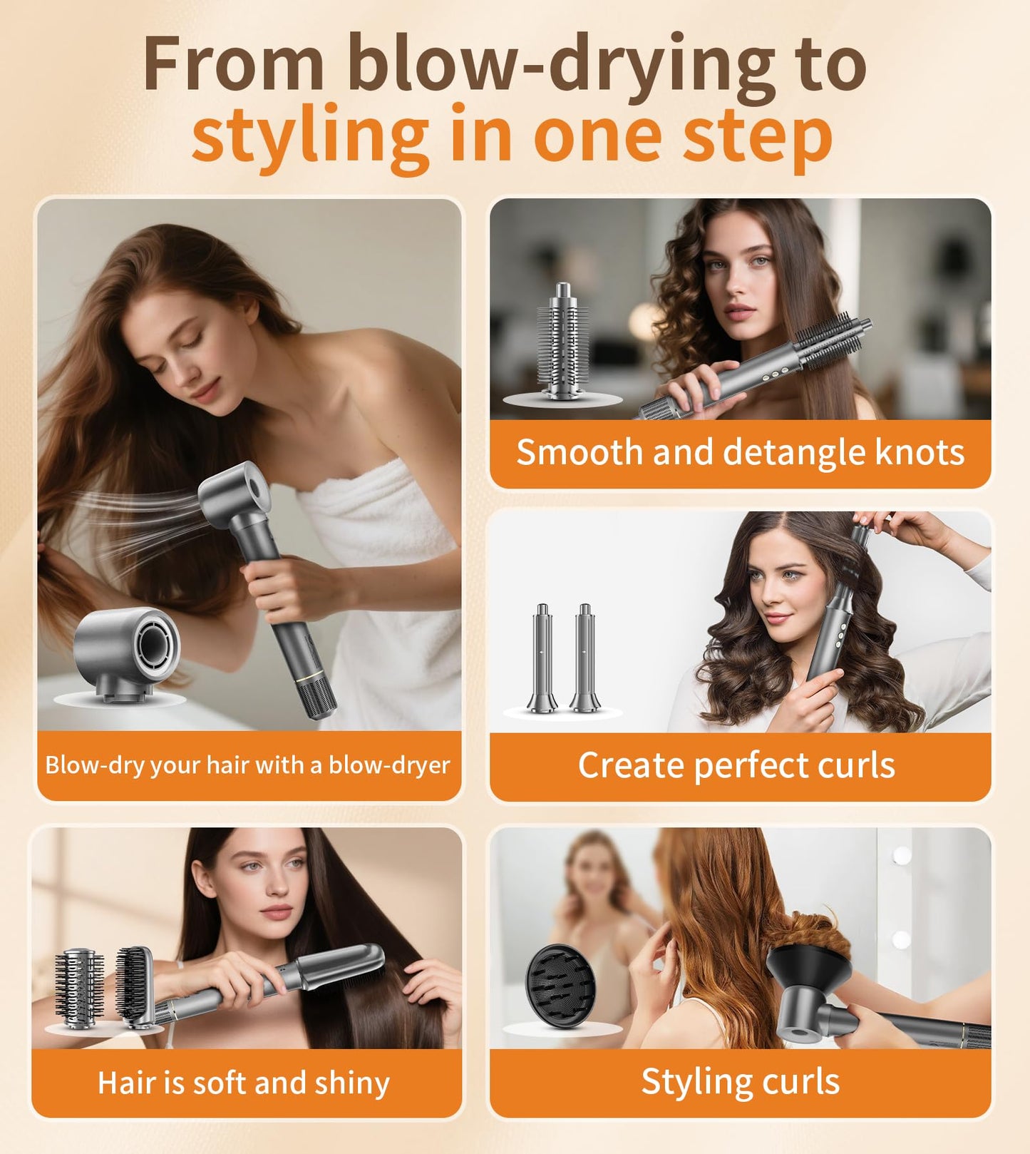 9 in 1 Hair Dryer Brush Kits,Professional 1200W Powerful Hot Air Styler Dryer with Case,110,000 RPM Auto Wrap Air Curler Travel Hair Crimper for Fast Drying/Straightening/Styling/Volumizing/Frizz-Free