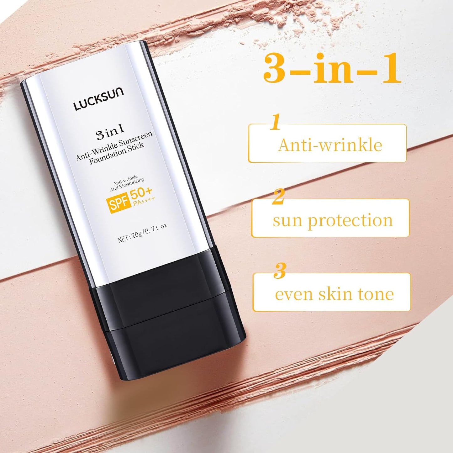 Luxury Anti-Wrinkle Foundation Stick SPF 50+ | Hydrating Matte Formula, Travel Size, 1.42 Fl Oz