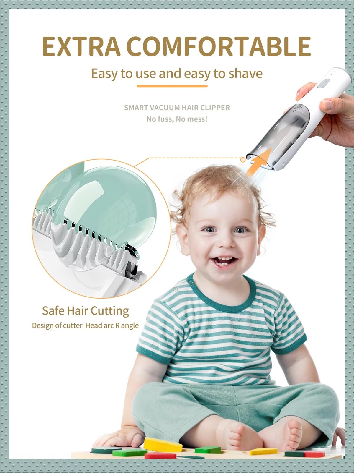 2-in-1 Vacuum Hair Clippers – Cordless Rechargeable Low Noise Hair Clipper for Kids, 2-Speed Powerful Suction Vacuum Hair Cutter, Waterproof Safe Blade Trimmer for Hair
