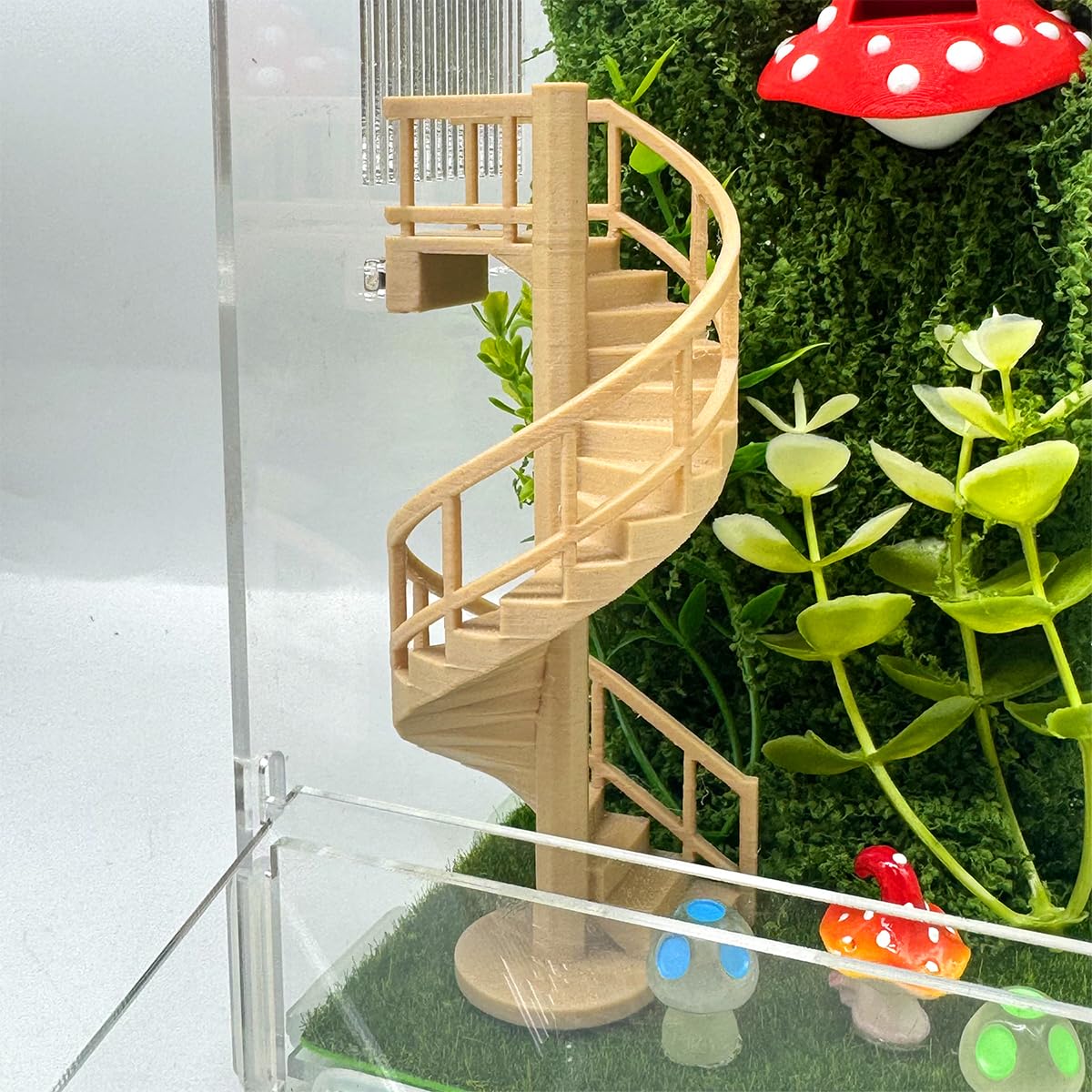 Jumping Spider Enclosure Accessories – Fun Spinning Stairs, Jumping Spider Climbing Toy with Magnetic Mount for Jumping Spider Enclosure Accessory Decoration (Beige)