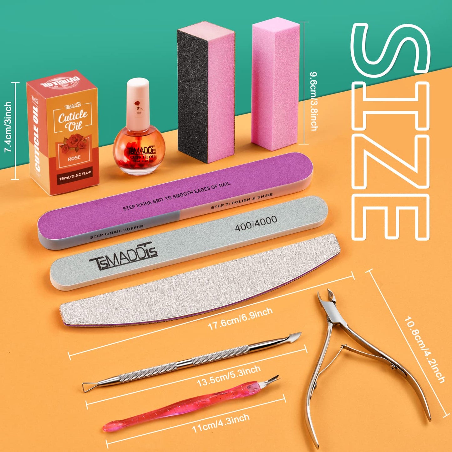 Manicure Tools Kit - Complete Nail Care Set with Files, Buffers, Cuticle Nipper & Oil | 9-Piece Essentials
