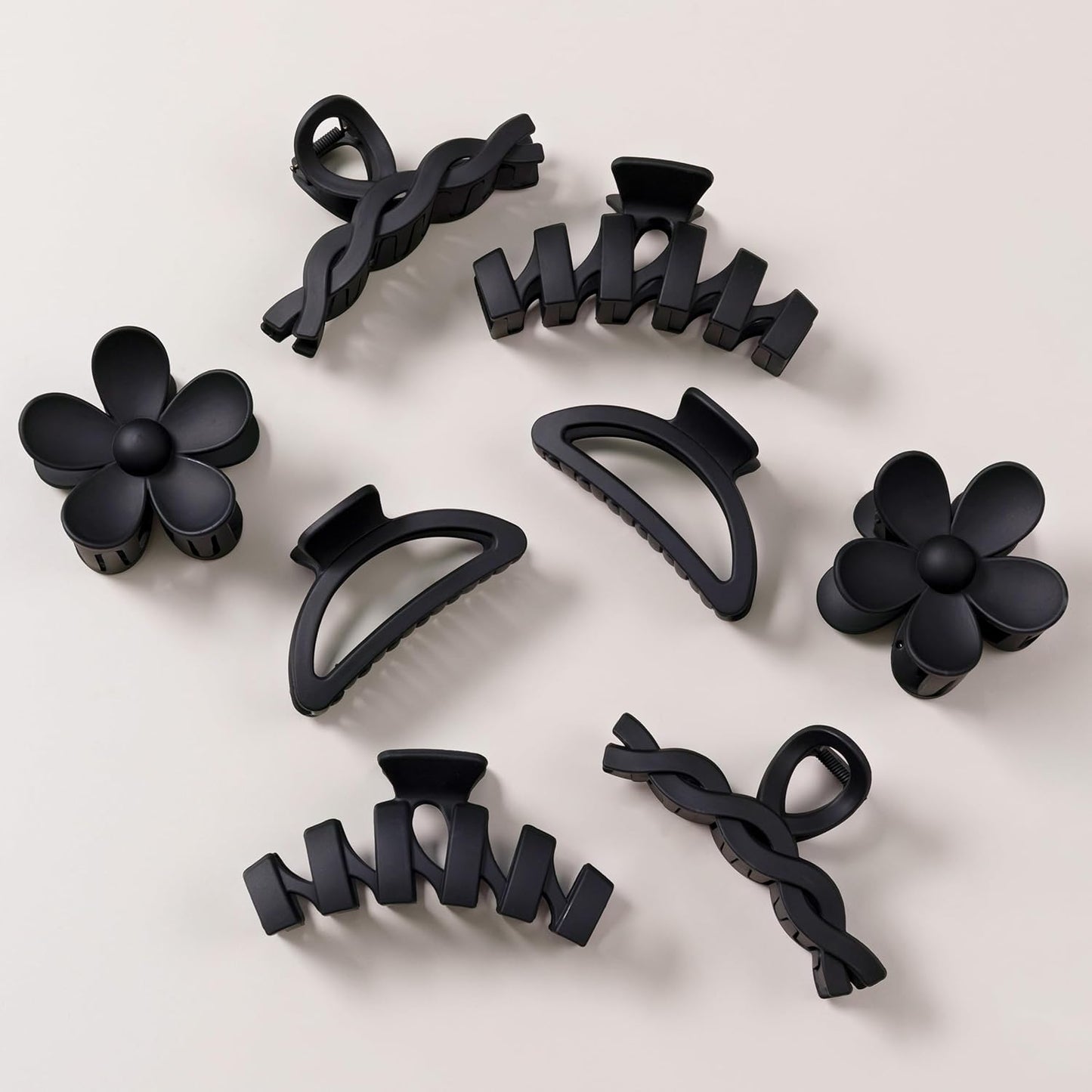 Flower Hair Clips - 8PCS Non-Slip Claw Clips for Thick Hair | Multi-Style Neutral Colors Set