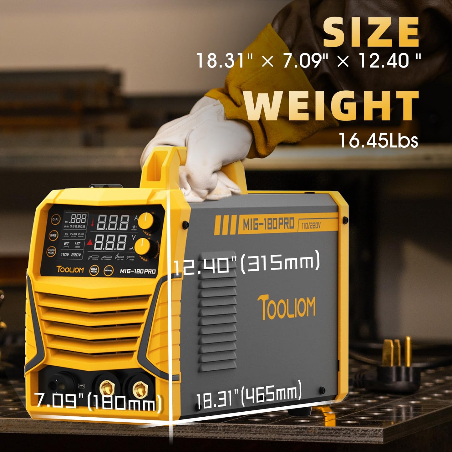 TOOLIOM 4 in 1 MIG Welder 180A Gas MIG/Flux MIG/Stick/Lift TIG Multiprocess Welding Machine 110V/220V Welder Kit with Lift TIG Torch