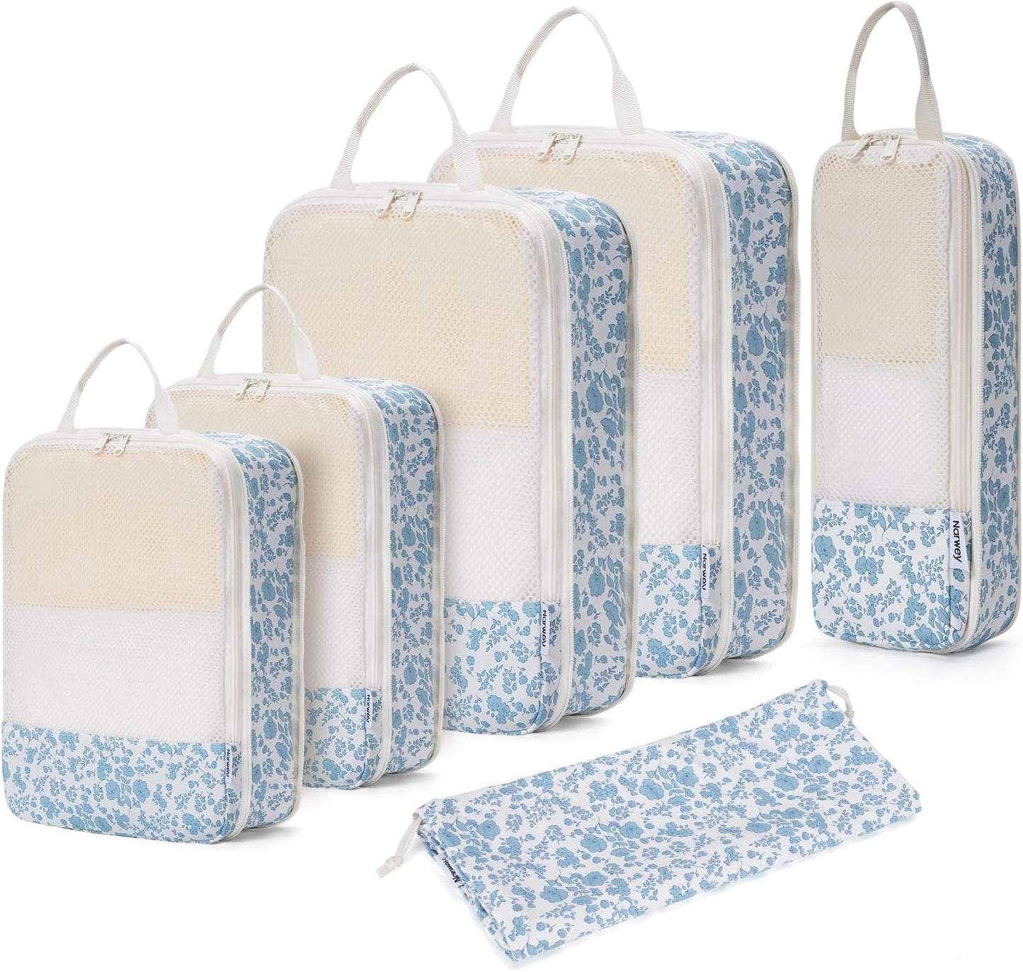 Compression Packing Cubes Set for Travel | Durable Luggage Organizer Bags - 6 Piece Set for Men & Women