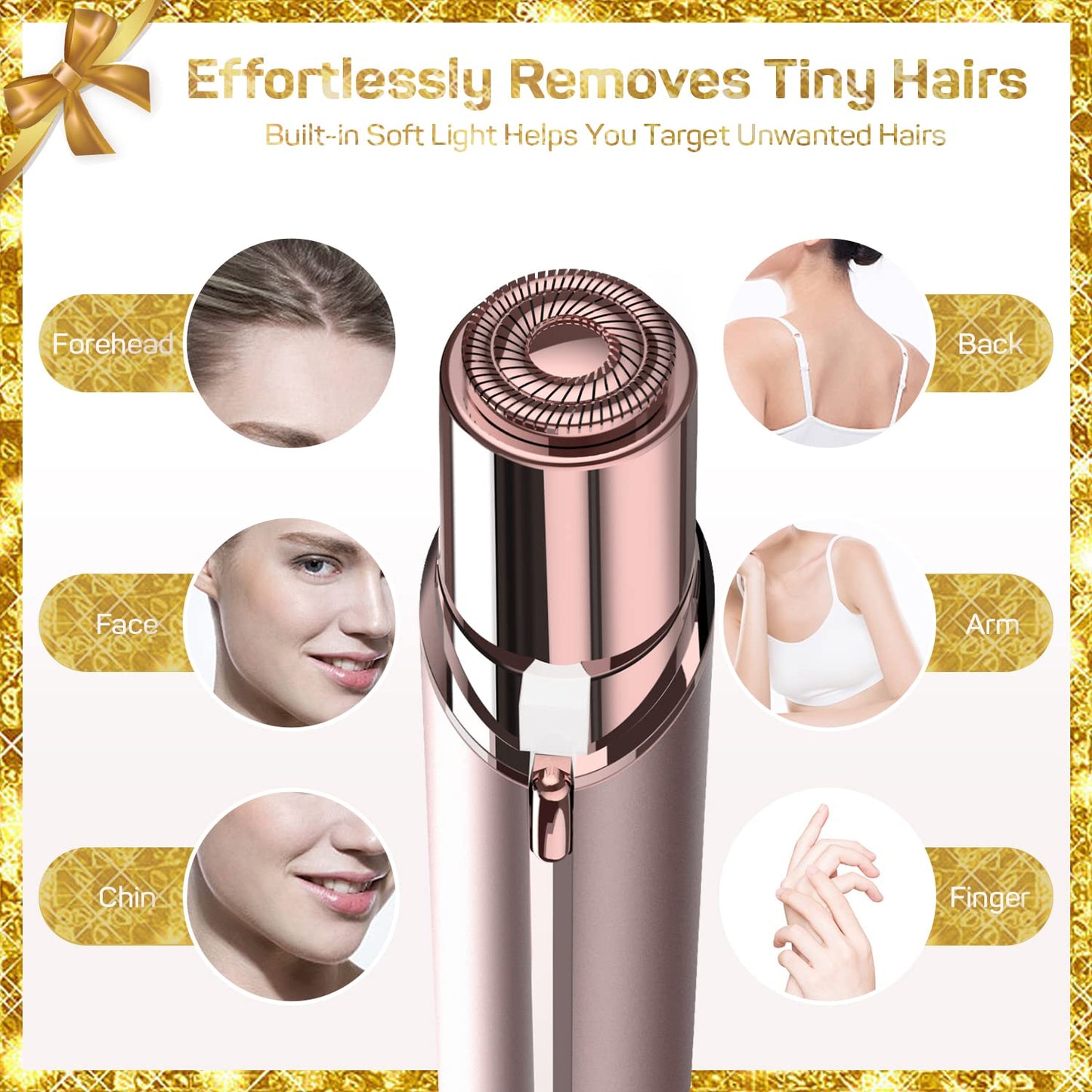 Facial Hair Remover for Women, Painless Hair Removal Device(with 2 x Replacement Heads) -Best Touch Face Shaver for Mother/Wife/Girlfriend, Electric Razors for Upper Lip, Chin