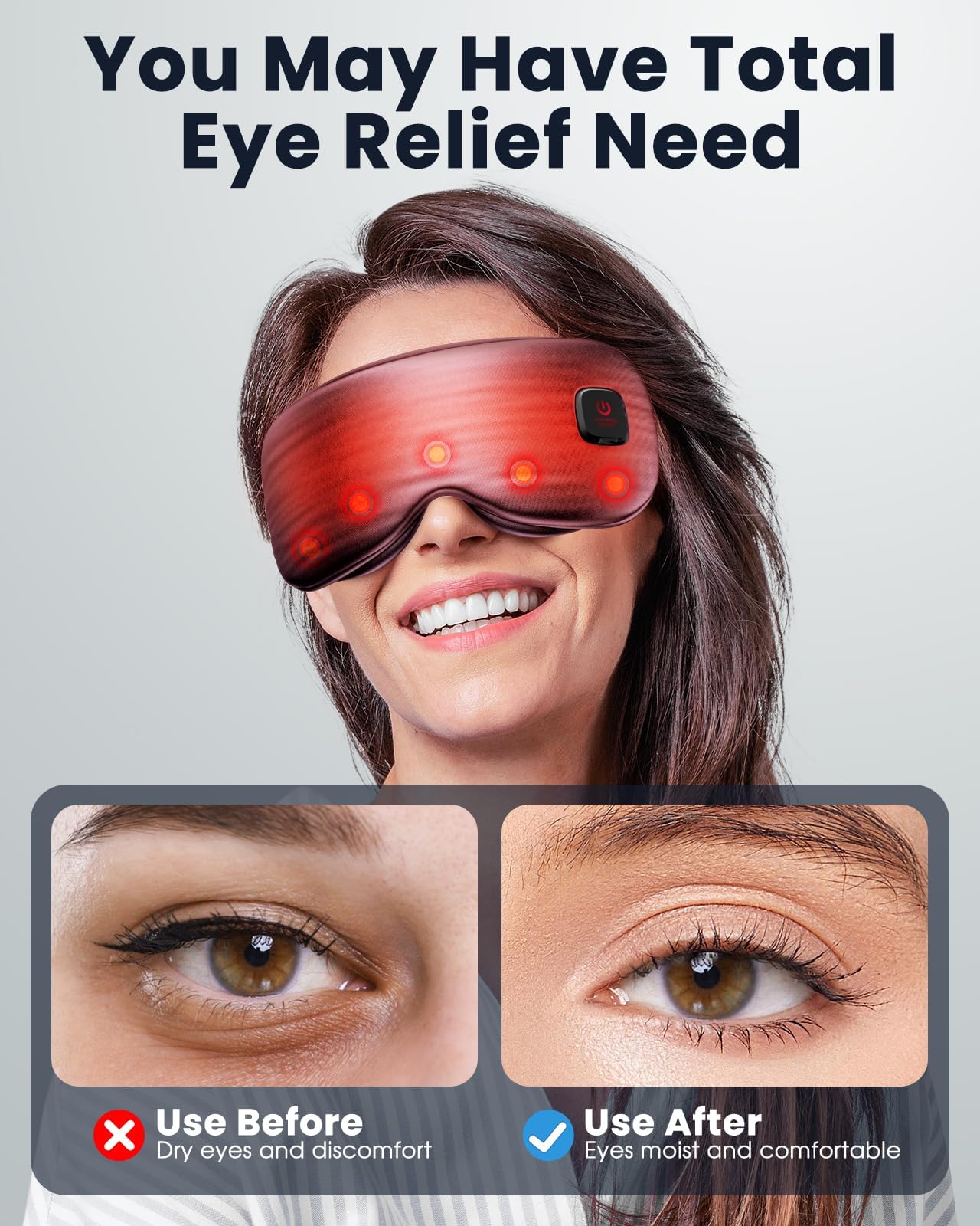 Heated Eye Mask - Cordless Eye Mask for Dry Eyes, Eye Relief, Improved Sleep, Washable Eye Heating pad for Travel and with Replaceable Shell