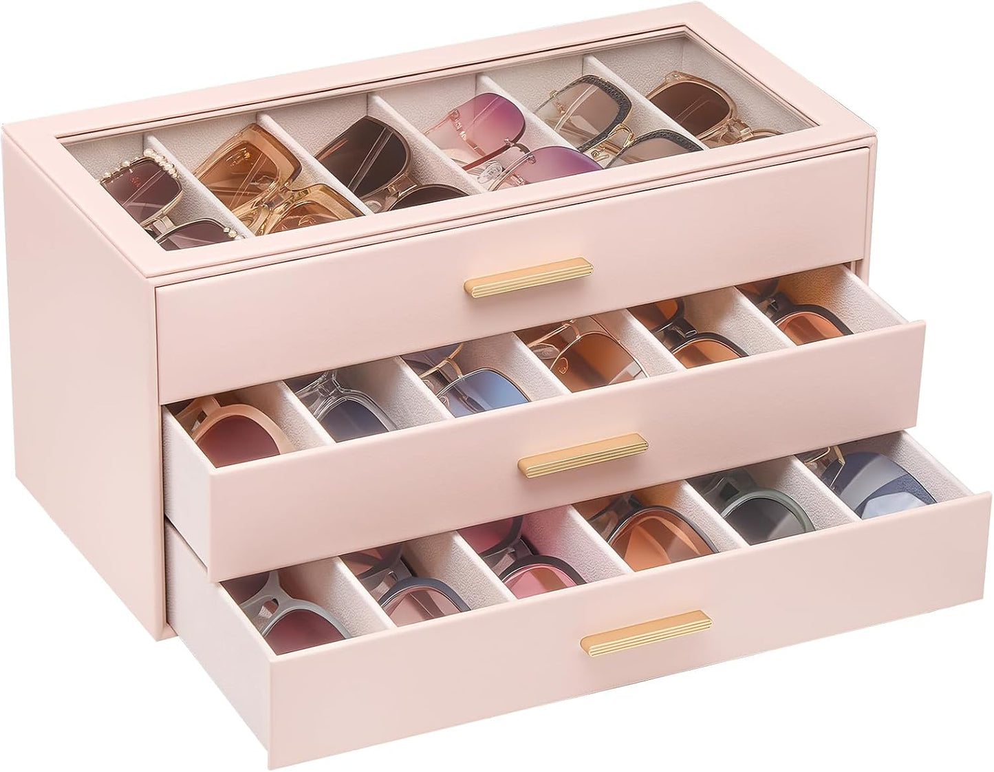 Sunglasses Storage Box for Women - Clear Top Eyewear Organizer | Stylish Display Case