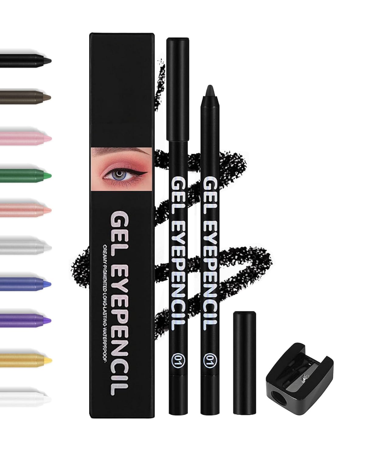 Brown Gel Eyeliner Pencil - Waterproof High-Pigment Matte Eye Liner | Long-Lasting & Hypoallergenic, Smooth Application