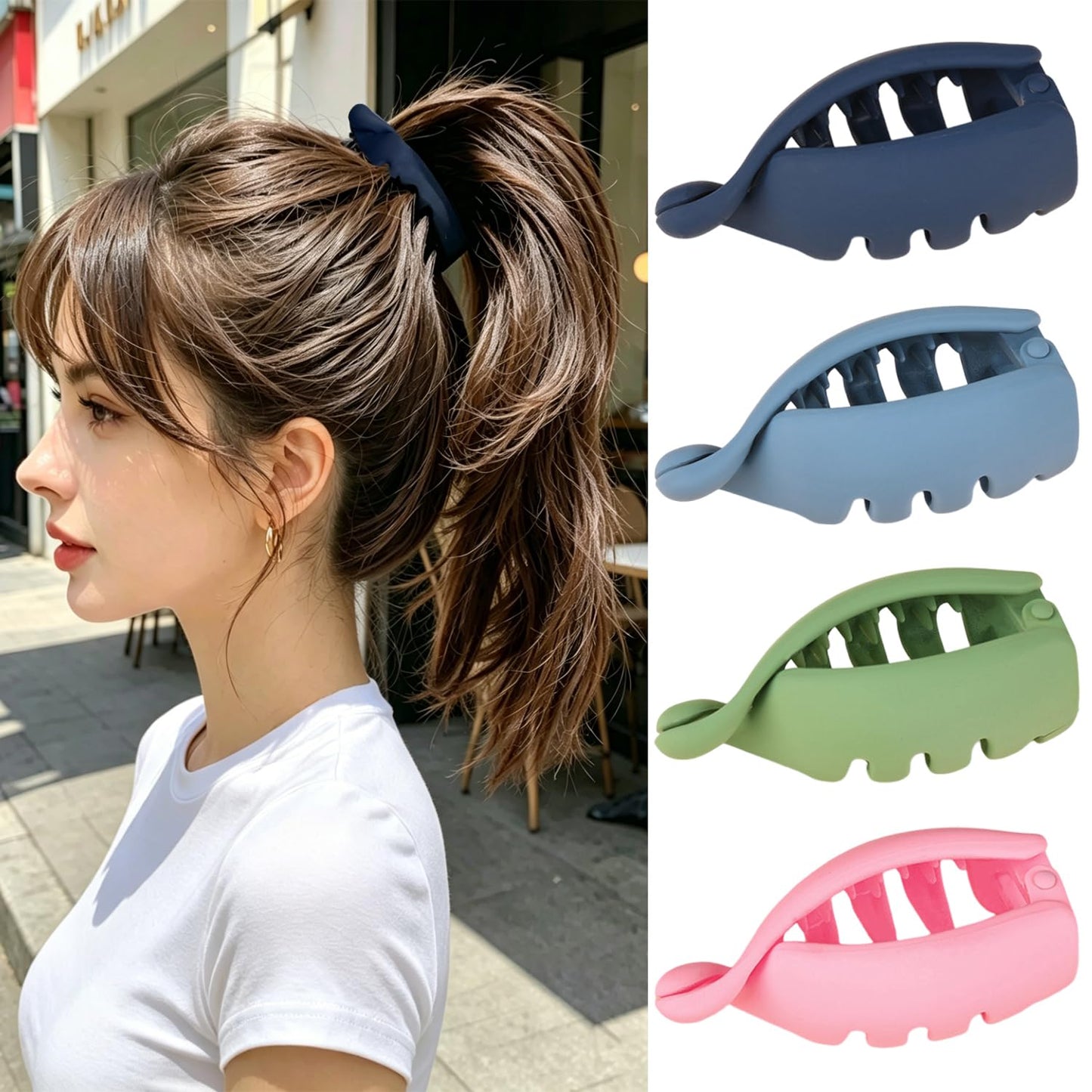 Small Banana Hair Clips - 4Pcs Matte Vintage Claw Clips | Strong Hold Hair Accessories for Thick & Thin Hair