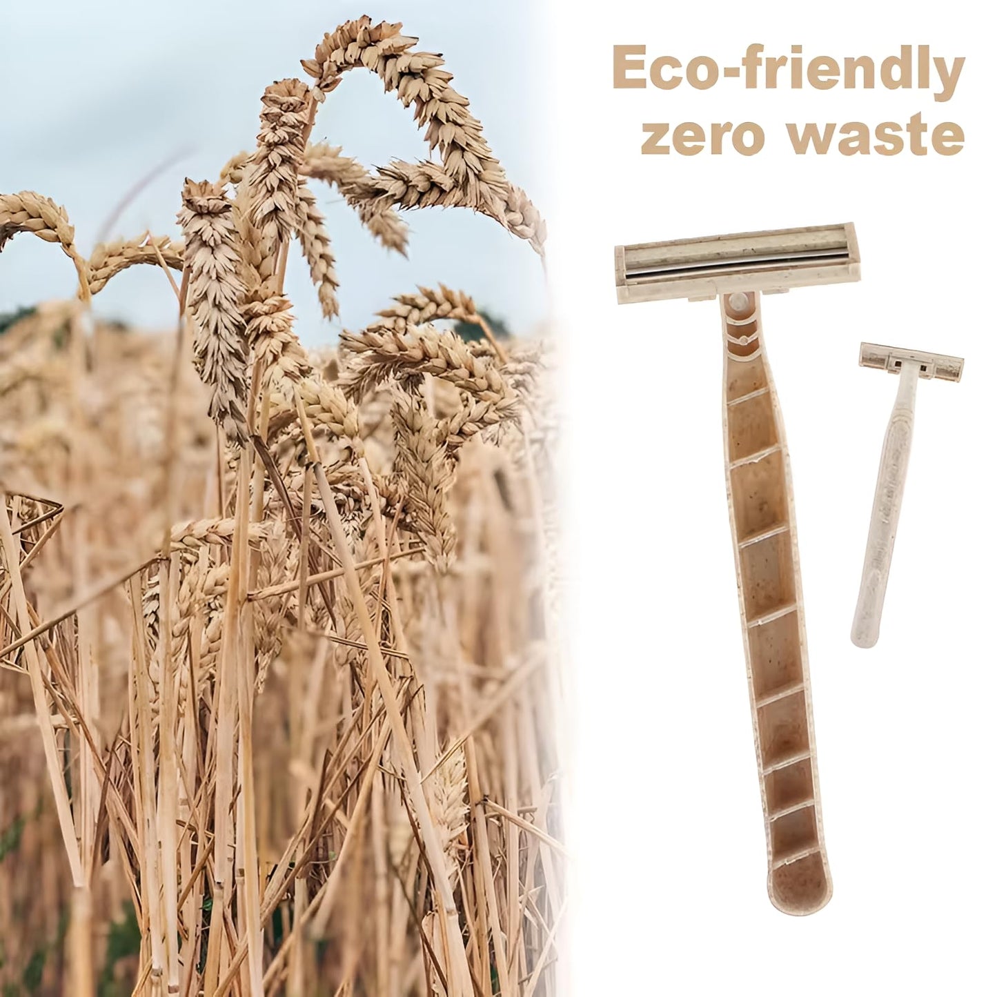 Disposable Razors Bulk for Men & Women – Twin Blade Unisex Shavers – Eco-Friendly, Biodegradable, Non-Toxic, Made from Recycled Wheat Straw 50 Count (Pack of 1) (50)
