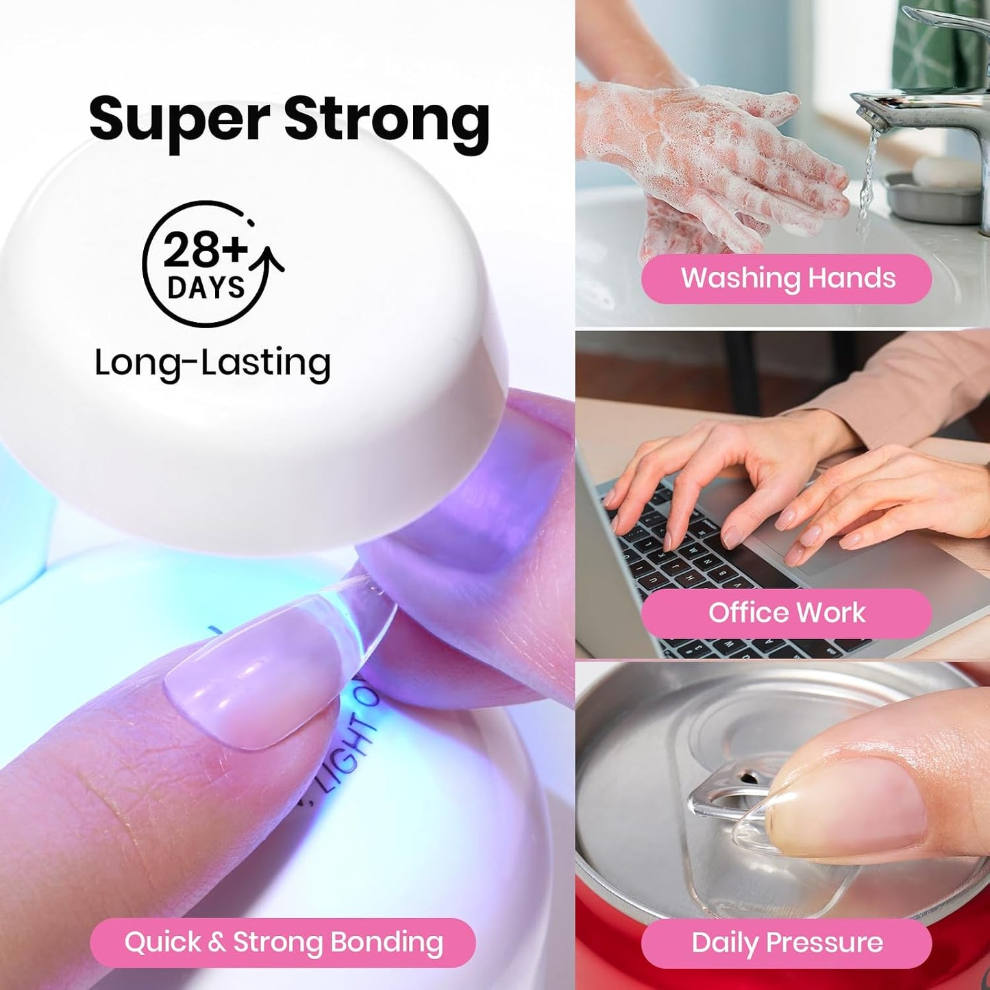 Beetles Gel Nail Kit - Almond Short 288pcs Nail Tips with Hema-Free Glue & Base Gel Set | DIY Acrylic Press-On Nails