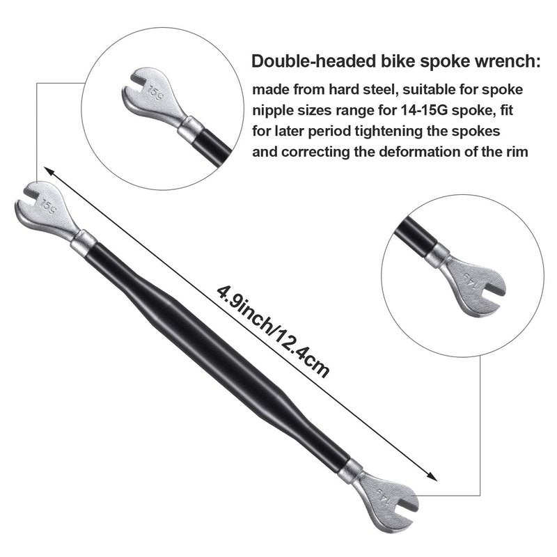 5 Pieces Bicycle Spoke Wrench Bike Spoke Tool with 1 Piece Tire Lever Bike Rim Correct Kit Cycling Pocket Tools for Bicycle Repair, Totally 6 Pieces Tool Kit