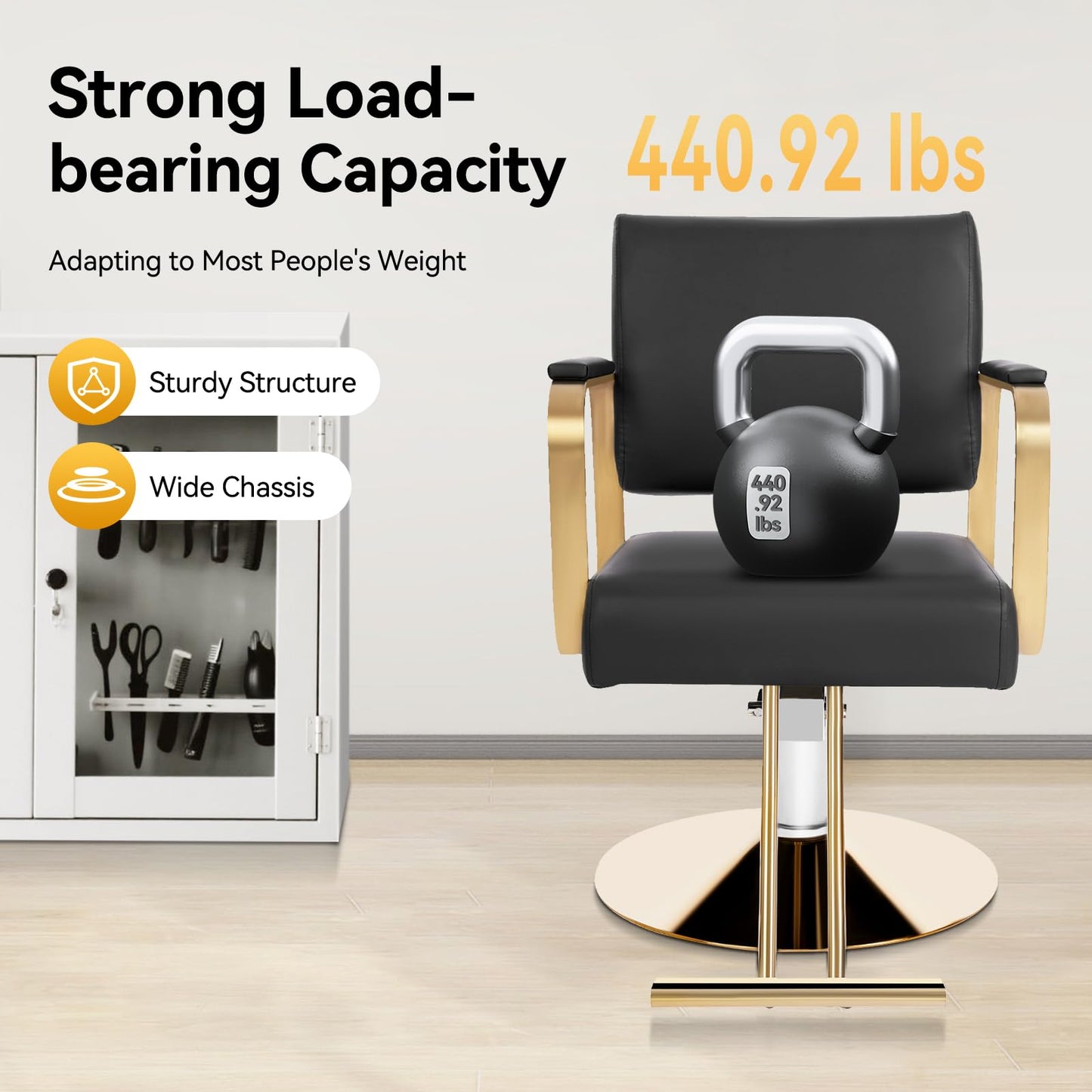NenoBeo Salon Chairs for Hair Stylist,Modern Freestanding Salon Chair,360° Rotatable & Height Adjustable,440lbs Load Capacity,for Hair Salon,Beauty Salon,Barber Shop (Silver)