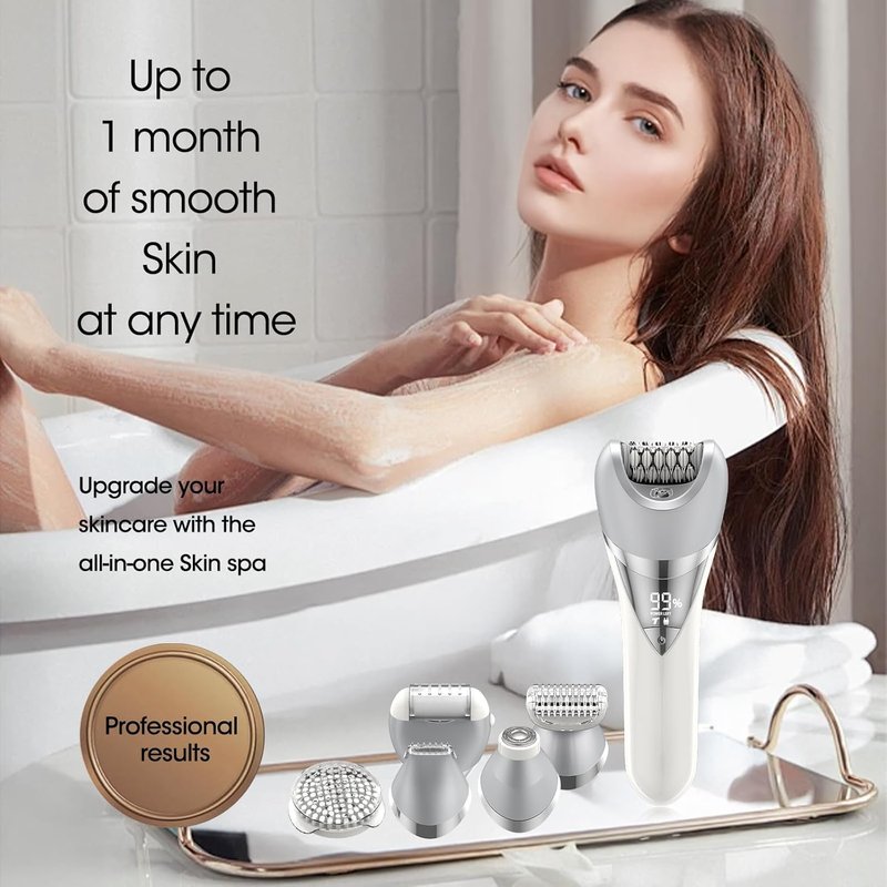 Epilator for Women, 7 in 1 Hair Removal Epilator, Electric Shaver for Women, Facial Brush, Face Massage and Body Exfoliator, IPX6 Waterproof Lady Razor for Whole body.