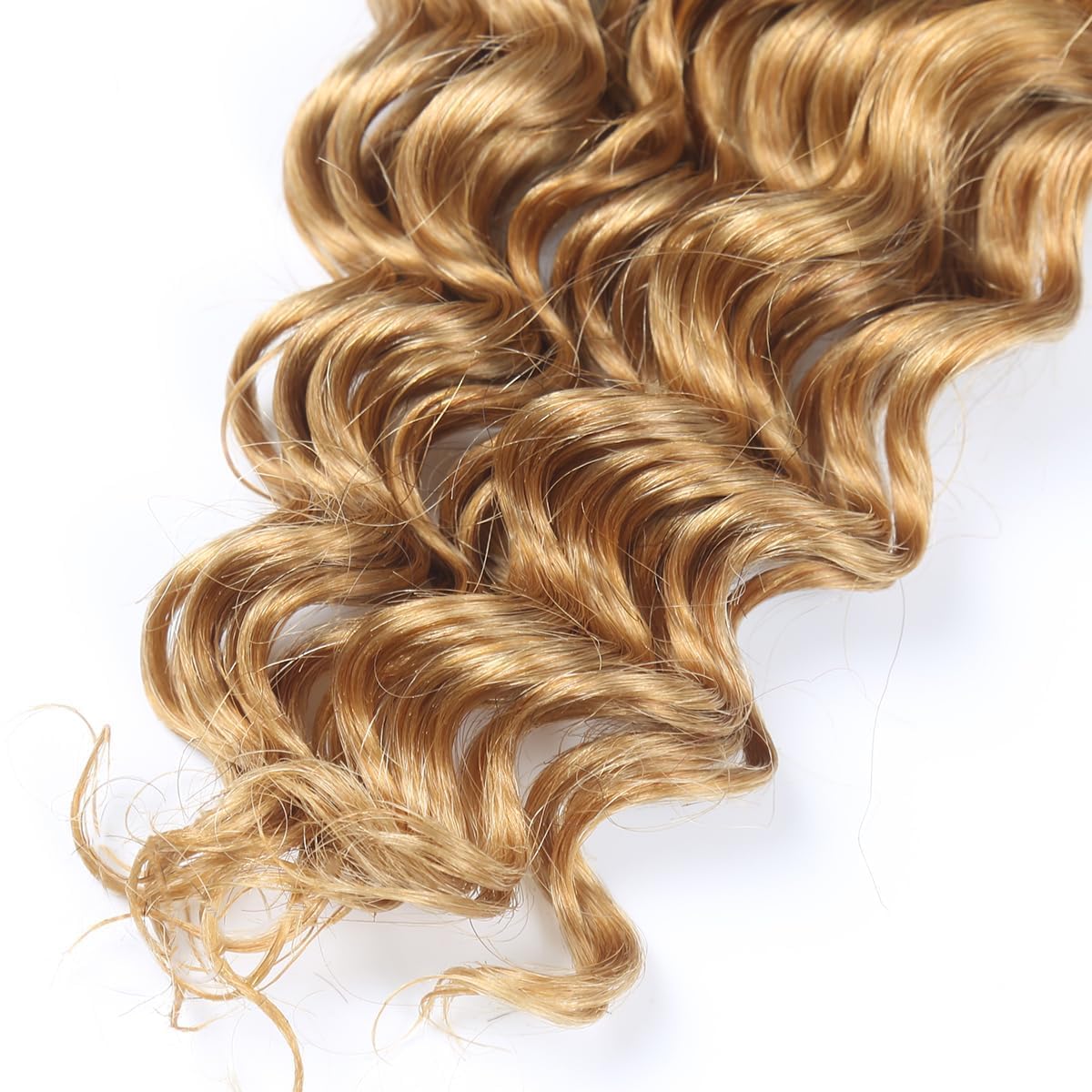 16 16 16 Inch #27 Blonde Human Braiding Hair for Boho Braids 150g Deep Curly Bulk Knotless Boho Braiding Honey Blonde Deep Wave Virgin No Weft Extensions Bohemian Braids 3 Bundles/Pack Caramel