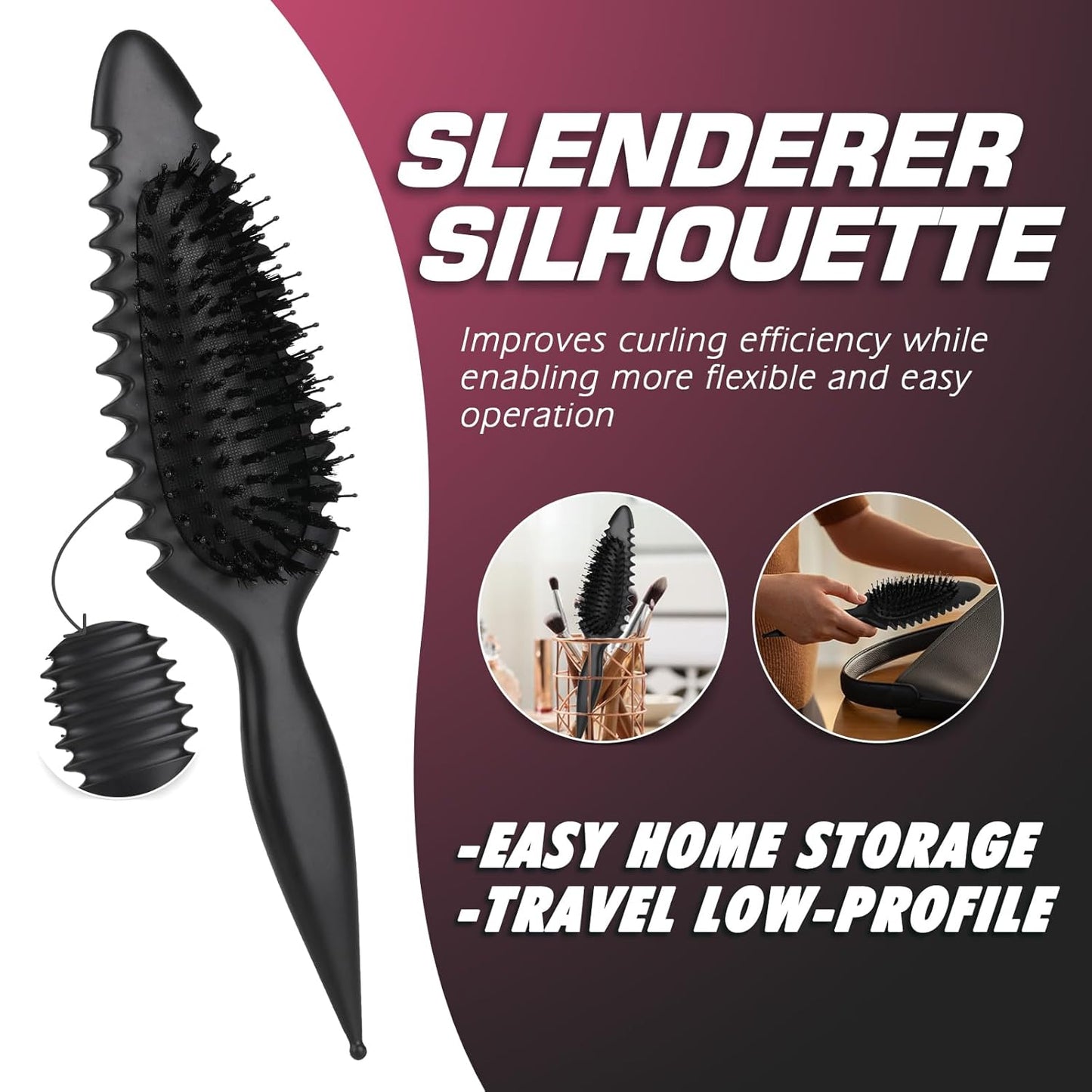 Curl Defining Brush for Curly Hair - Detangling & Styling Tool | Black