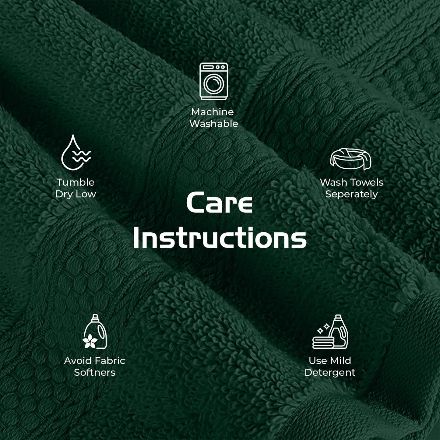 Riverside 12-Pack 100% Cotton Hunter Green Face Towels - Super Soft, Absorbent Washcloths for Bathroom, Spa & Gym | 12x12 Inches