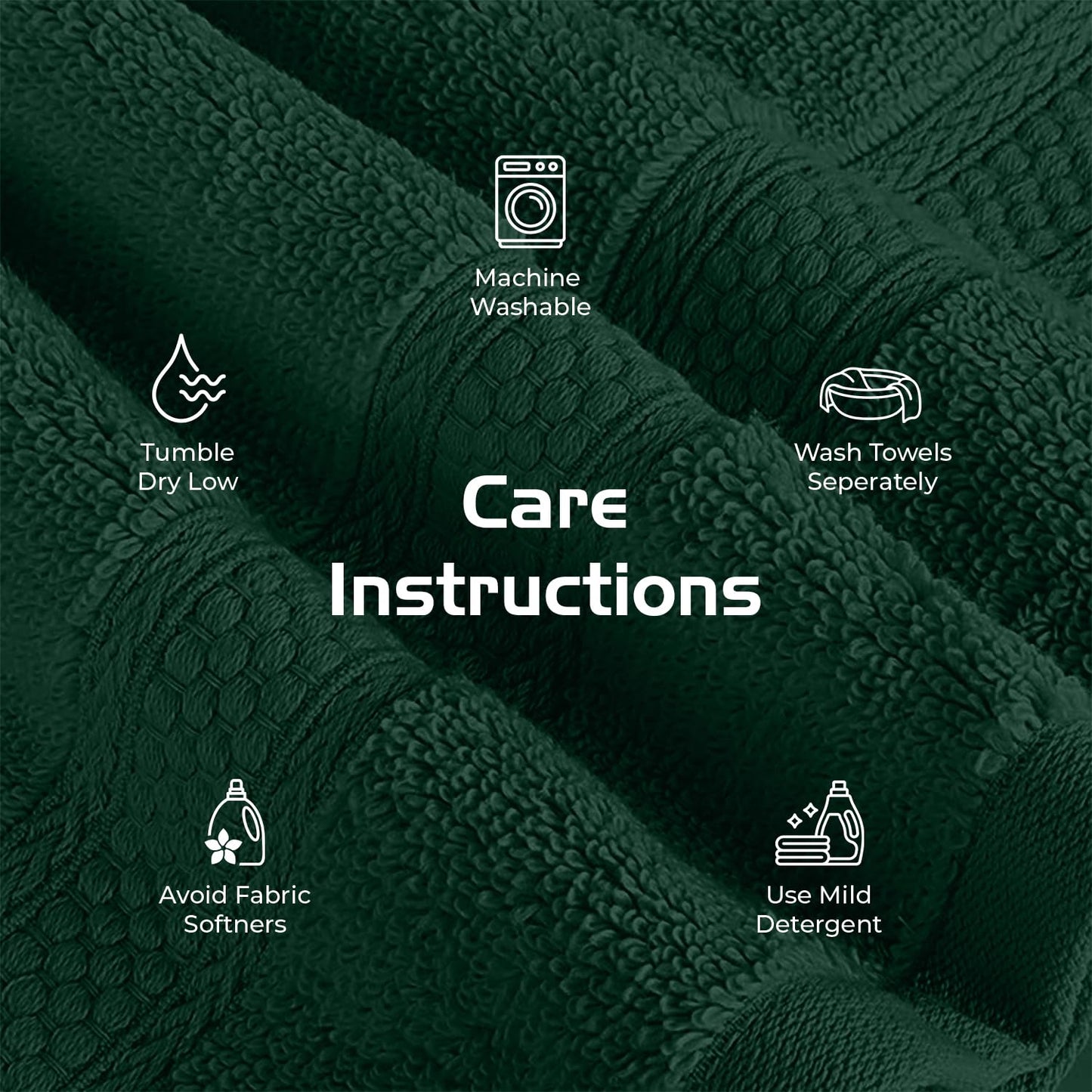 RIVERSIDE 12-Pack Premium 100% Cotton Hunter Green Face Towels for Bathroom [12x12] - Reusable Luxury Face Wash Cloths for Showering - 550 GSM Super Soft & Absorbent Washcloths for Body, Spa & Gym