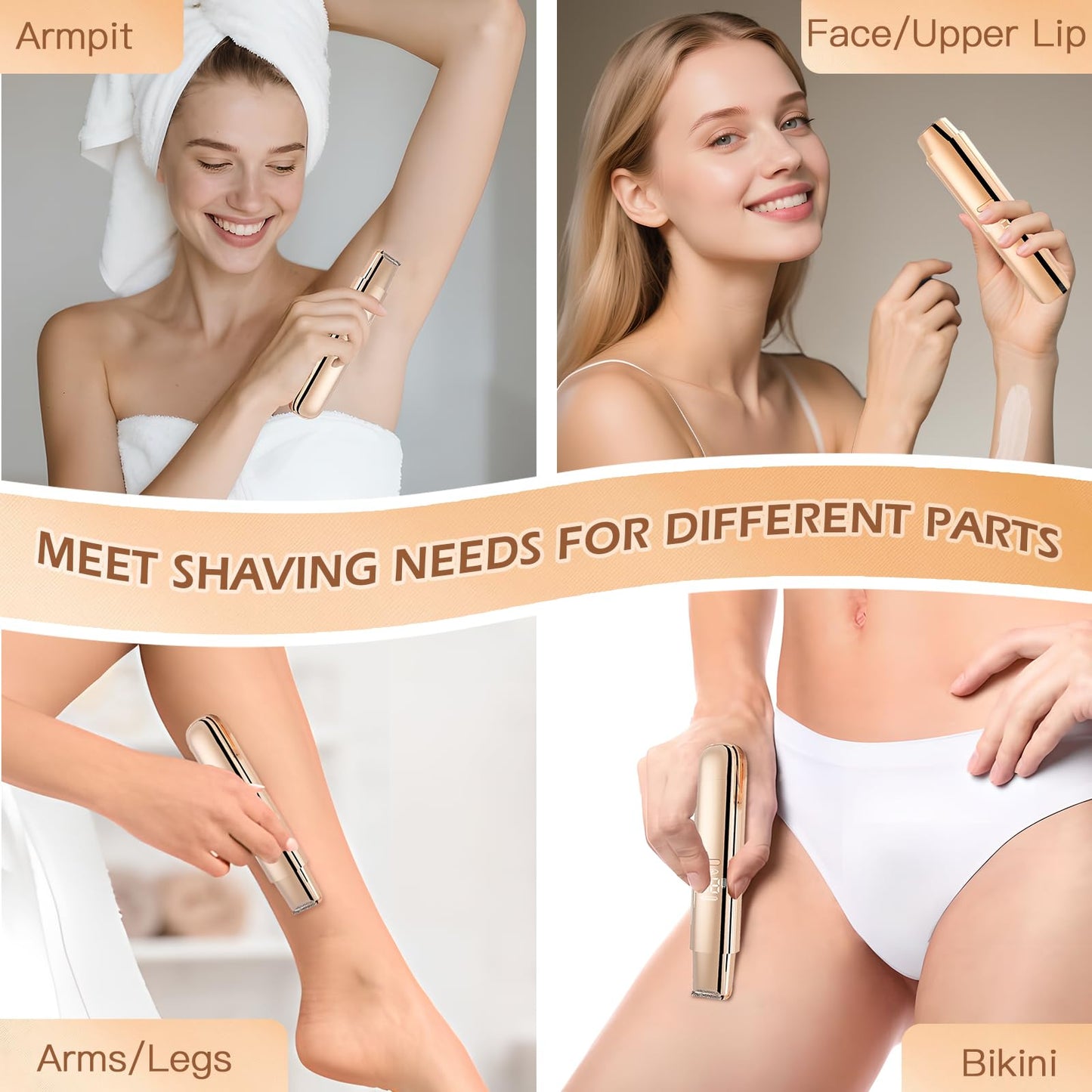 Bikini Trimmer for Women, 2 in 1 Dual-Head Electric Razors for Women Pubic Hair, Waterproof Wet/Dry Use Body Hair Trimmer Face Shaver, Rechargeable Hair Removal for Bikini Legs Face Underarm Arm