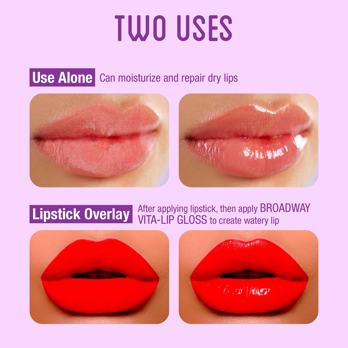 Ruby Kisses Broadway Vita-Lip Clear Lip Gloss (Vitamin E 48 Pack), Ultra-Hydrating & Soothing Formula with Multi-Vitamin Oils, High-Shine Non-Sticky Finish, Healing Lip Balm for Healthy Lips
