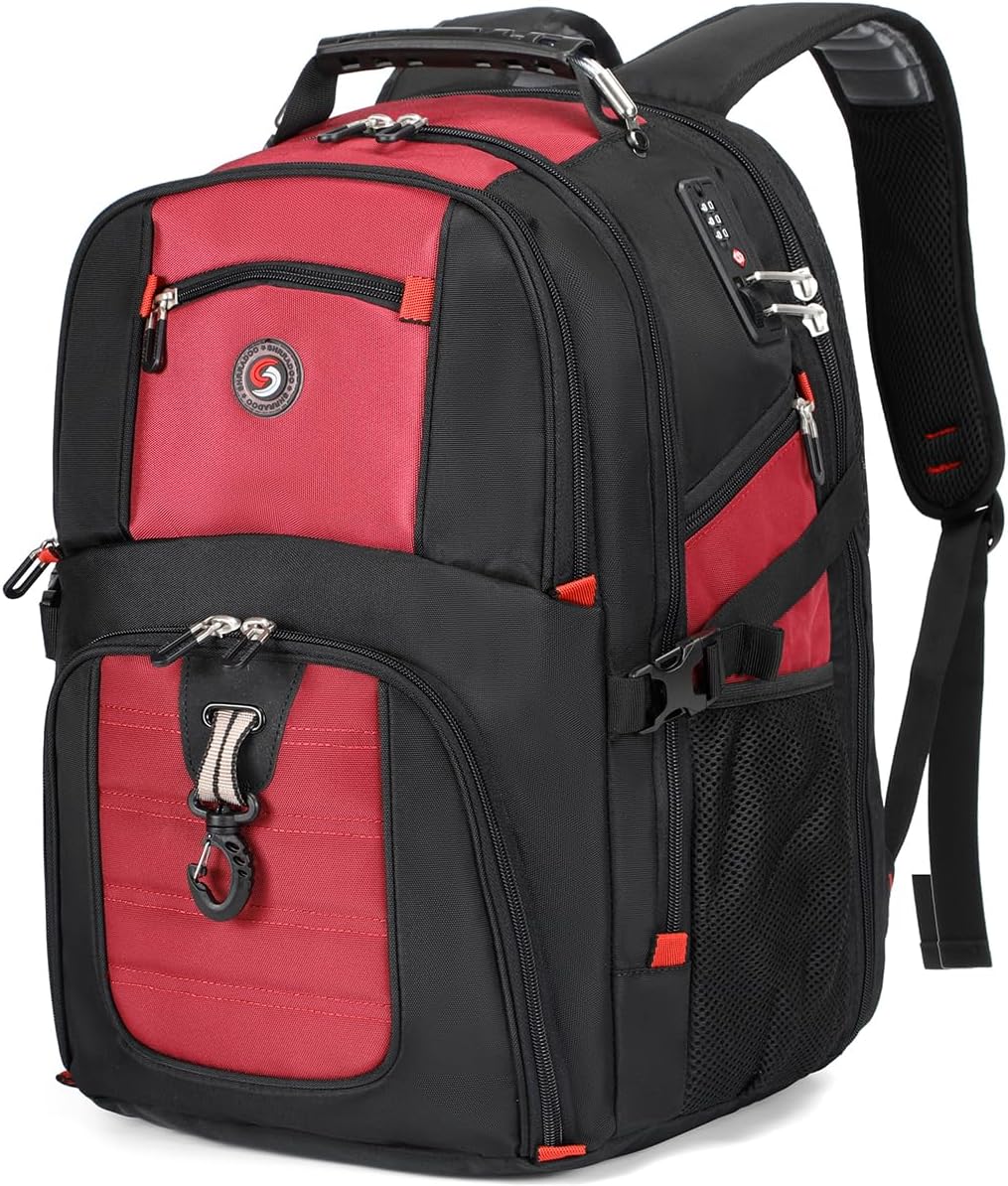 SHRRADOO Extra Large 50L Travel Laptop Backpack - Airline Approved, Fits 17 Inch Laptops | Black