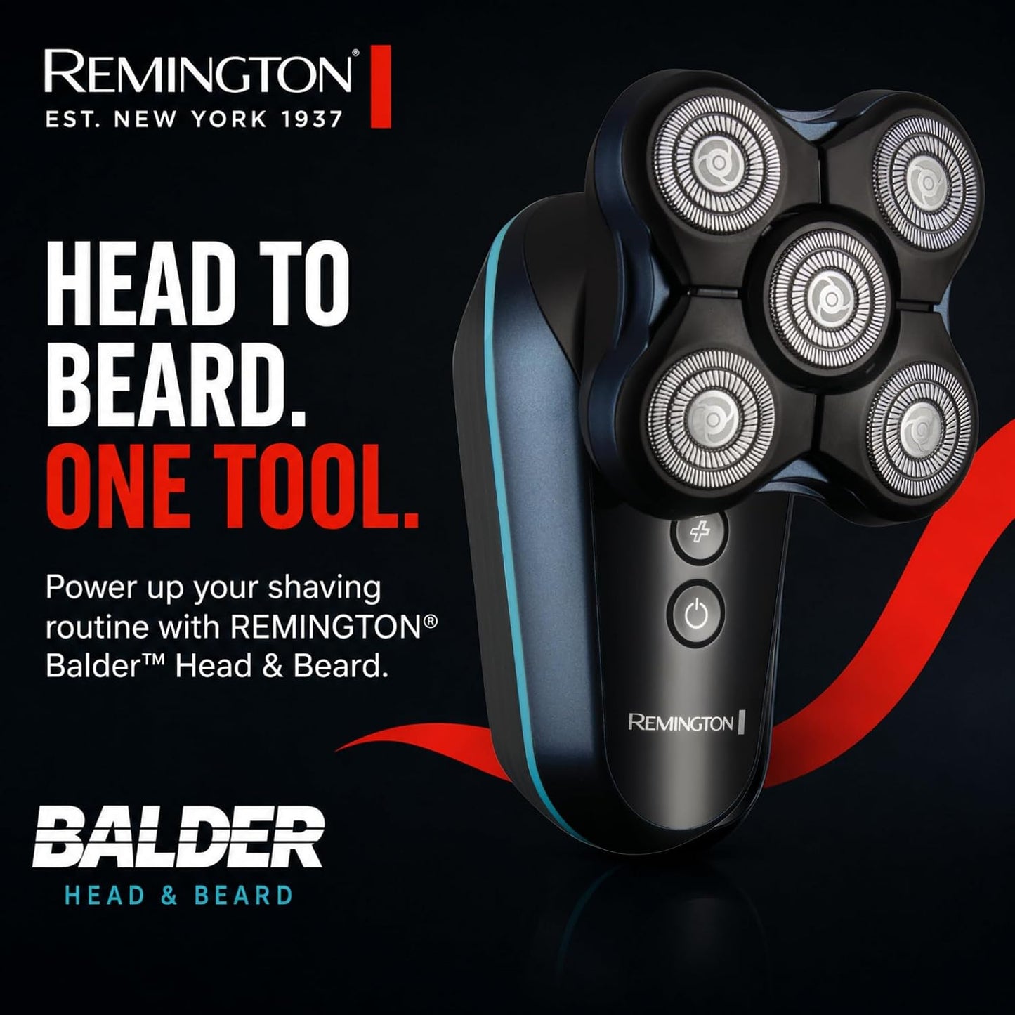 Remington Rotary Shaver - Cordless Head & Beard Razor with 5 Flex Blades | Turbo Boost, Wet/Dry Use