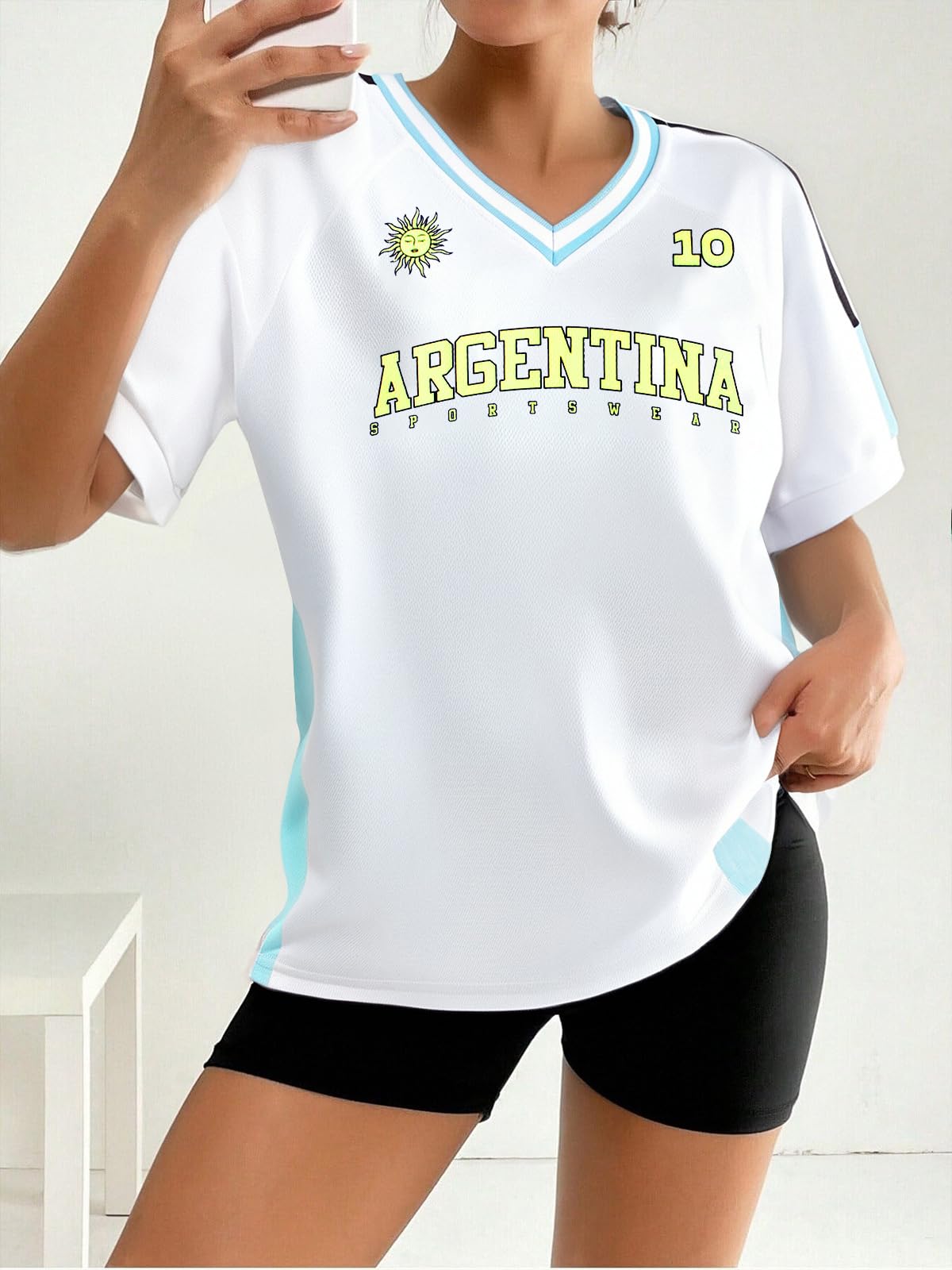 Soccer Cup 2026 Shirt Women Brazil Jersey Mexico Shirts USA Soccer Top Soccer Jersey Shirts Y2k V Neck Soccer Fans Tee Top