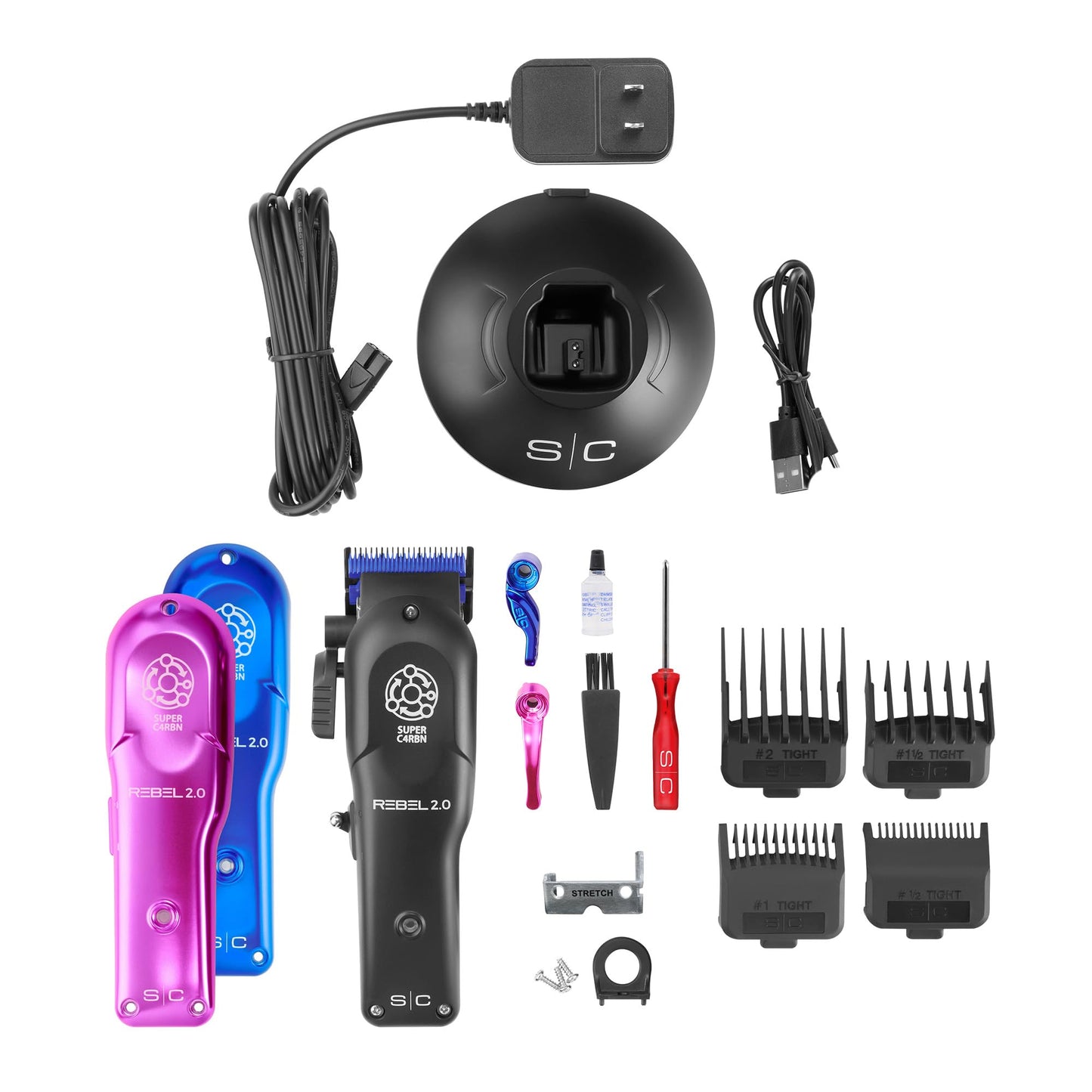 StyleCraft Rebel 2.0 Hair Clipper, Super C4RBN Motor with DLC and Ceramic Blades USB-C Rechargeable, Cord/Cordless Haircutting