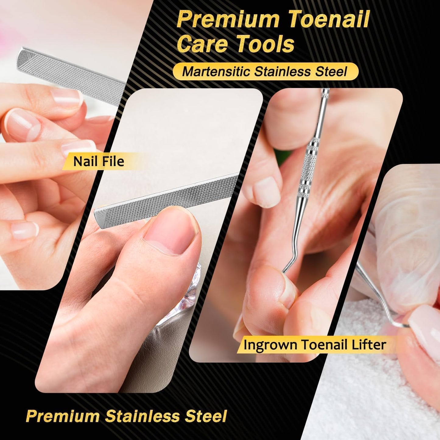 Toenail Clippers for Thick Nails - Heavy Duty Ingrown Toenail Clippers for Seniors | 5-Piece Set