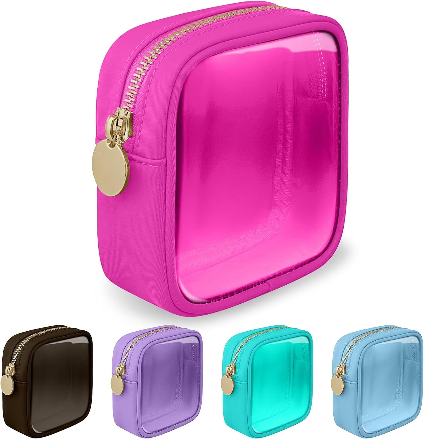Floral Makeup Bag - Cute Pink Nylon Zipper Pouch for Travel | Waterproof Cosmetic Organizer for Women