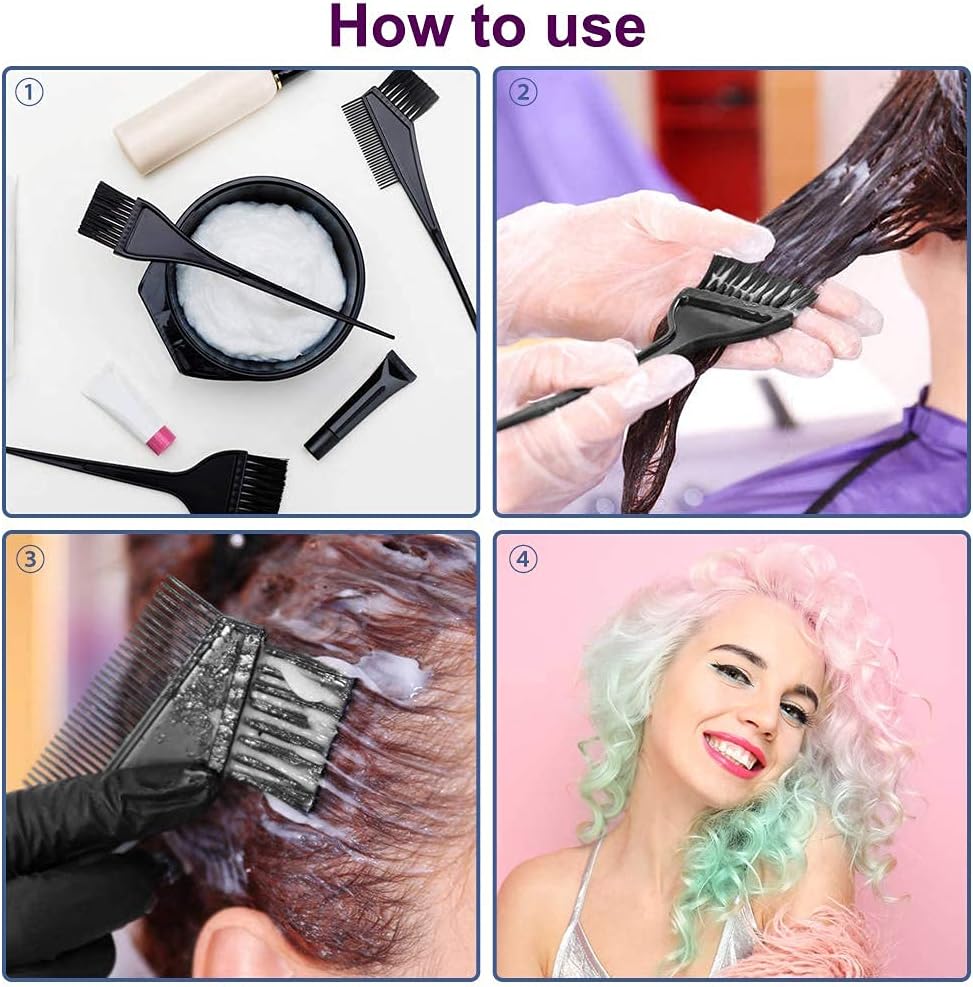 Hair Dye Brush and Bowl Set - Mixing Bowl & Tint Comb Tool for Easy Hair Coloring | Black