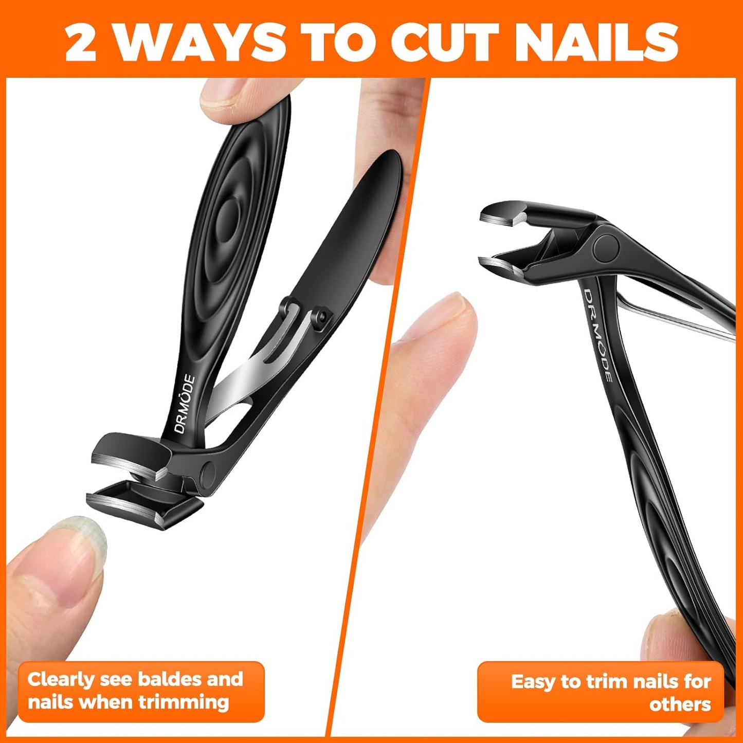 Toenail Clippers for Thick Toenails - Angled Long Handle Design for Seniors | Heavy Duty, Wide Jaw Opening, Black