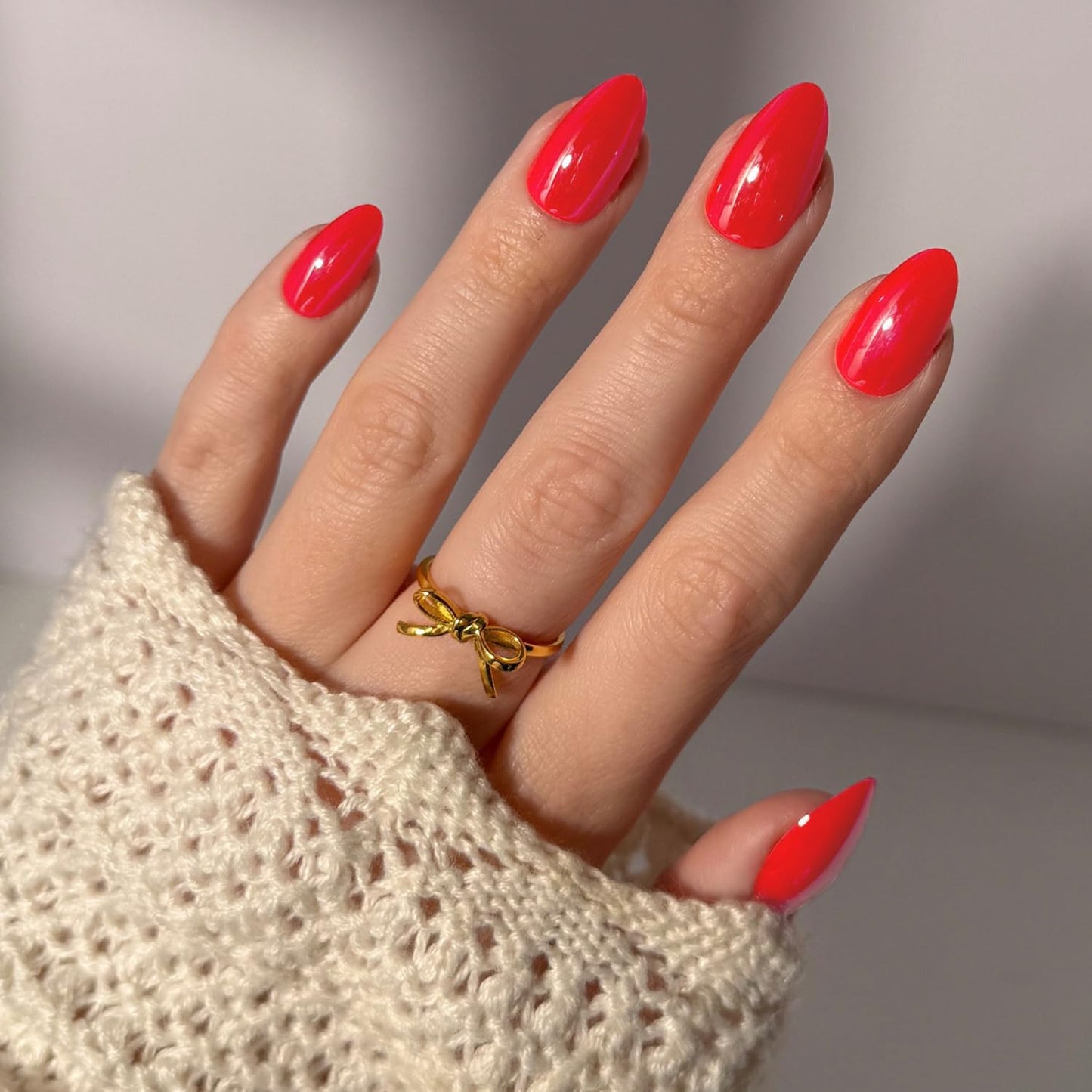 Glamnetic Press-On Nails - Pink Me Up Spring Almond Nails | Pastel Pink French Tips with 3D Pearls - 30 Nail Kit, 15 Sizes