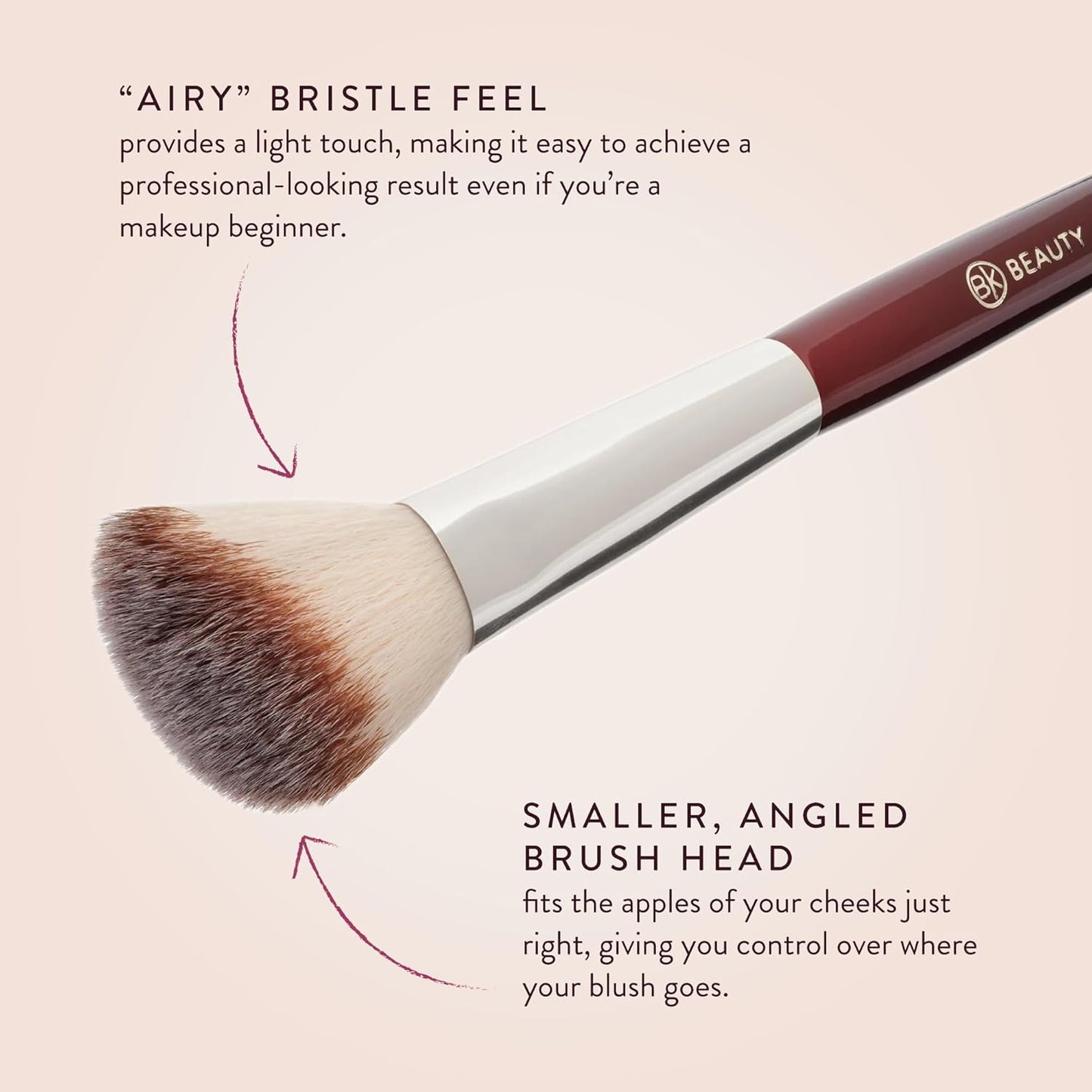 BK Beauty Small Angled Face Brush - Precise Blush Brush for Natural Blending | Ideal for Smaller Faces & Highlighting