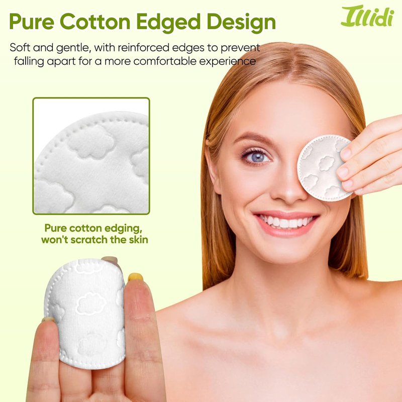 300-Count Embossed Cotton Rounds - Lint-Free, Dual-Sided Soft Pads for Makeup Removal & Skincare | 3 Unique Patterns