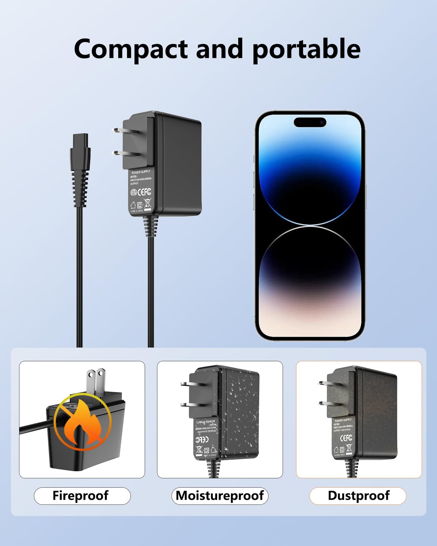 Charger for Bissell Pet Hair Eraser Charger, Charging Cord for Bissell 2390A 2390 23903 2284W 2284 Cordless Handheld Vacuum, Replacement for Power Cord P/N 1614206