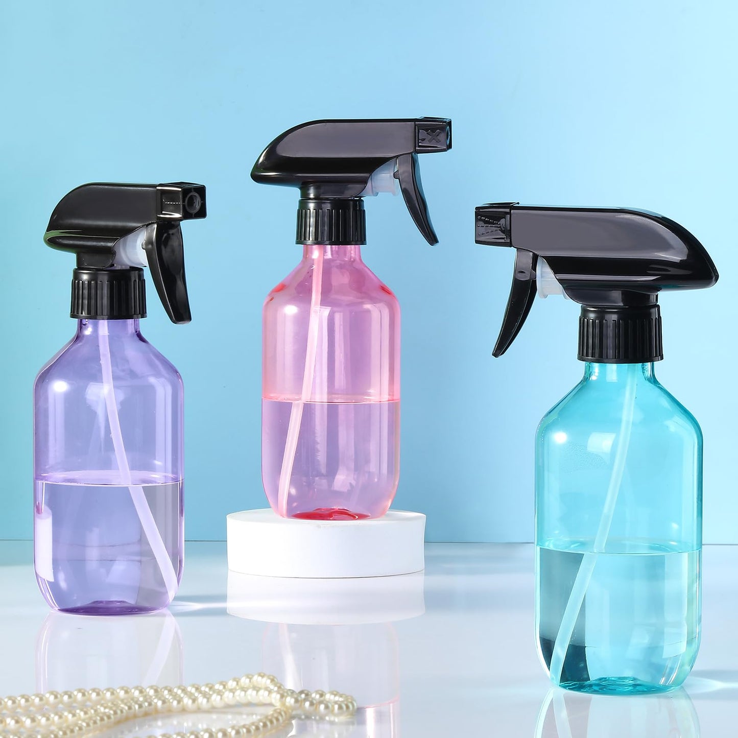 Spray Bottles 2 Pack 10 oz Plastic Squirt Bottles with Adjustable Nozzle