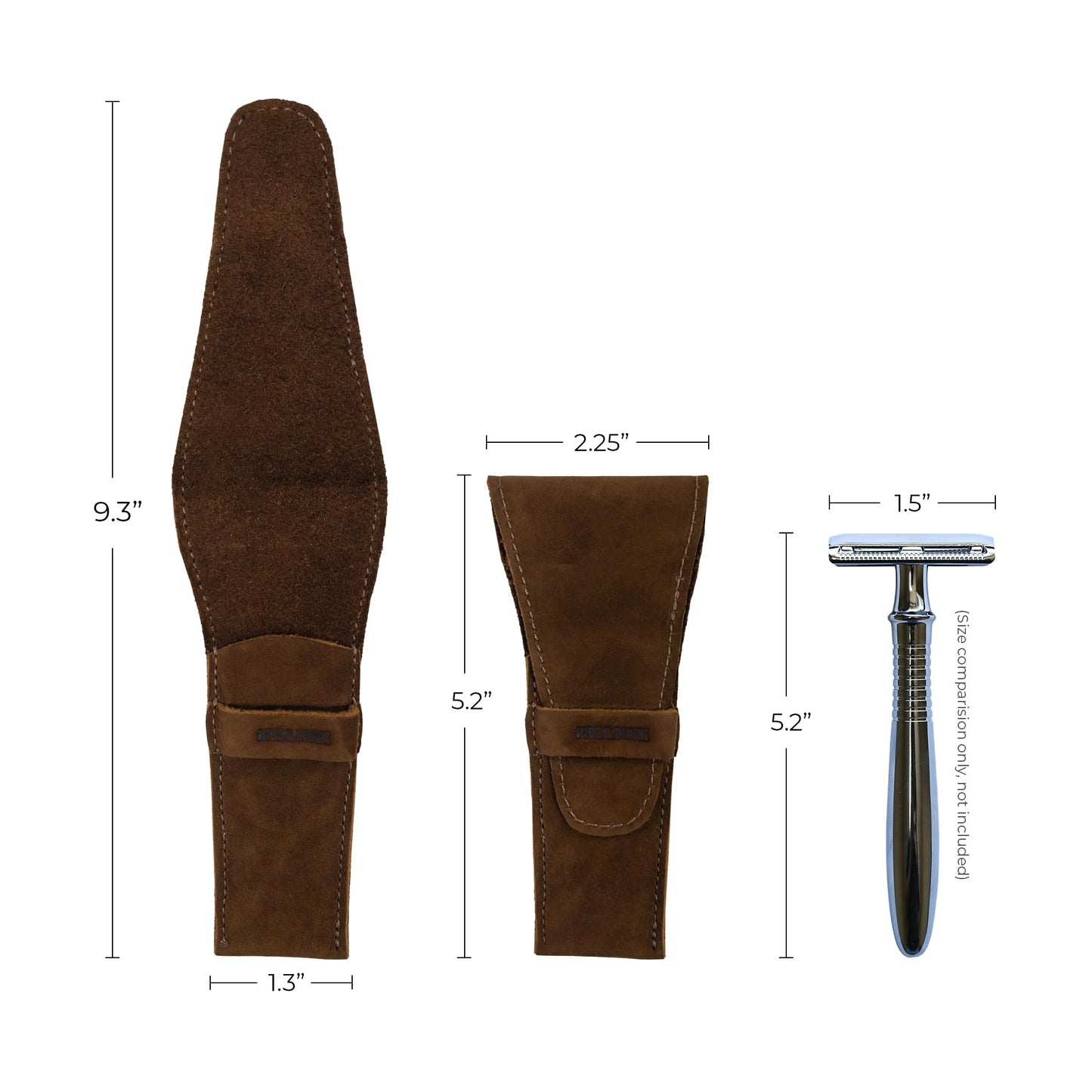 Hide & Drink, Leather Safety Razor Case, Shaving Accessories, Personal Care Essentials, Handmade (Swayze Suede)
